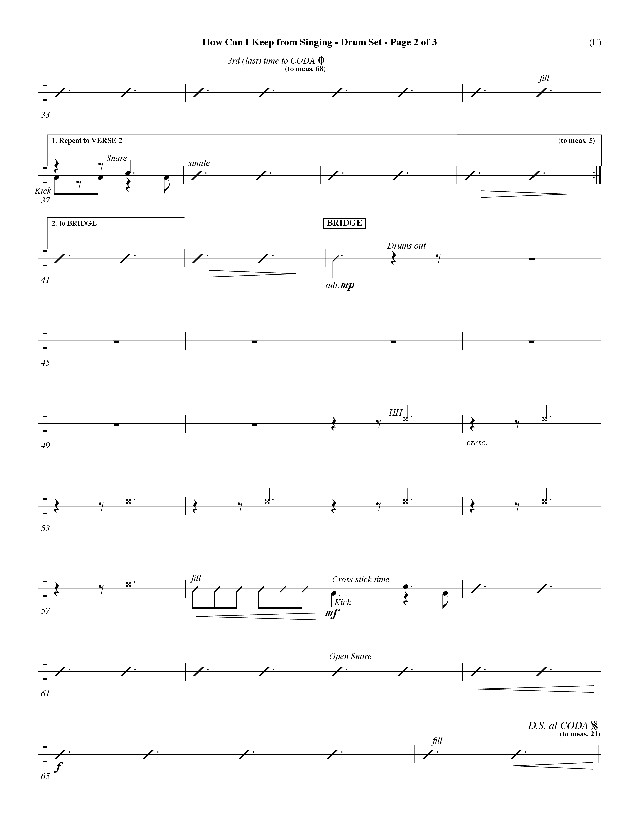 How Can I Keep From Singing (Choral Anthem SATB) Drum Set (Word Music Choral / Orch. Dave Williamson)