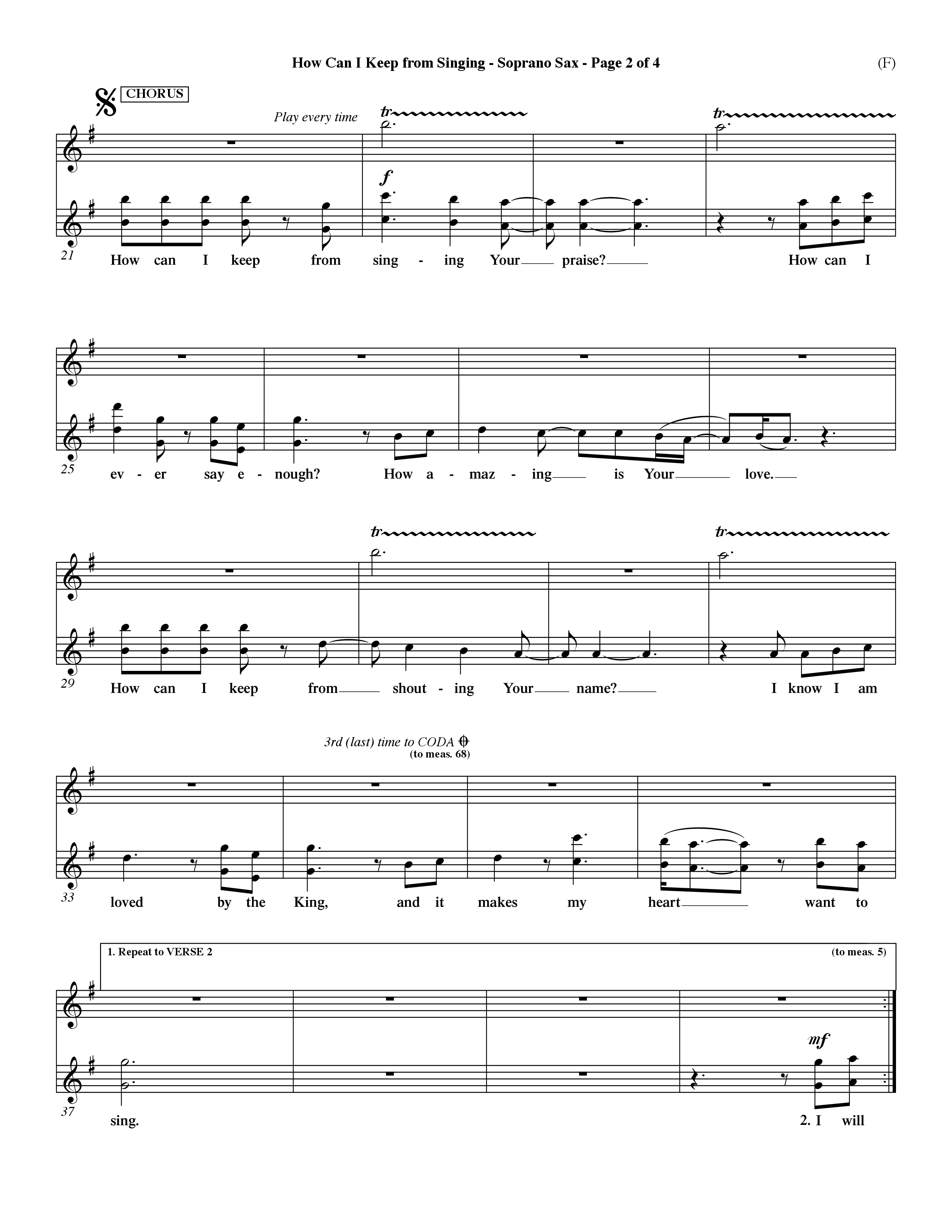 How Can I Keep From Singing (Choral Anthem SATB) Saxophone (Word Music Choral / Orch. Dave Williamson)