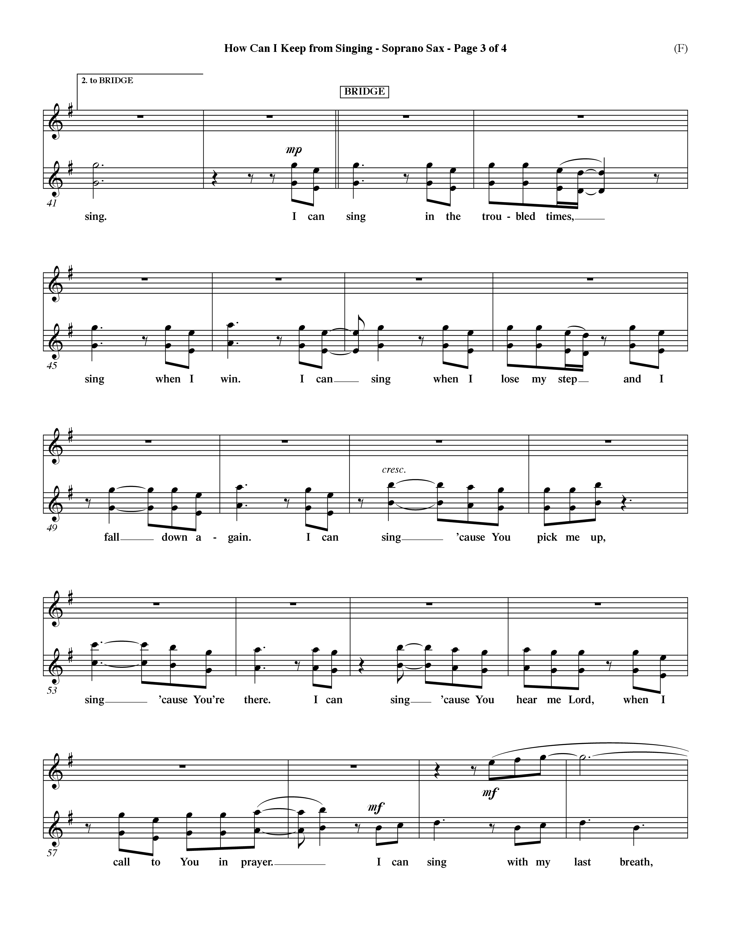 How Can I Keep From Singing (Choral Anthem SATB) Saxophone (Word Music Choral / Orch. Dave Williamson)