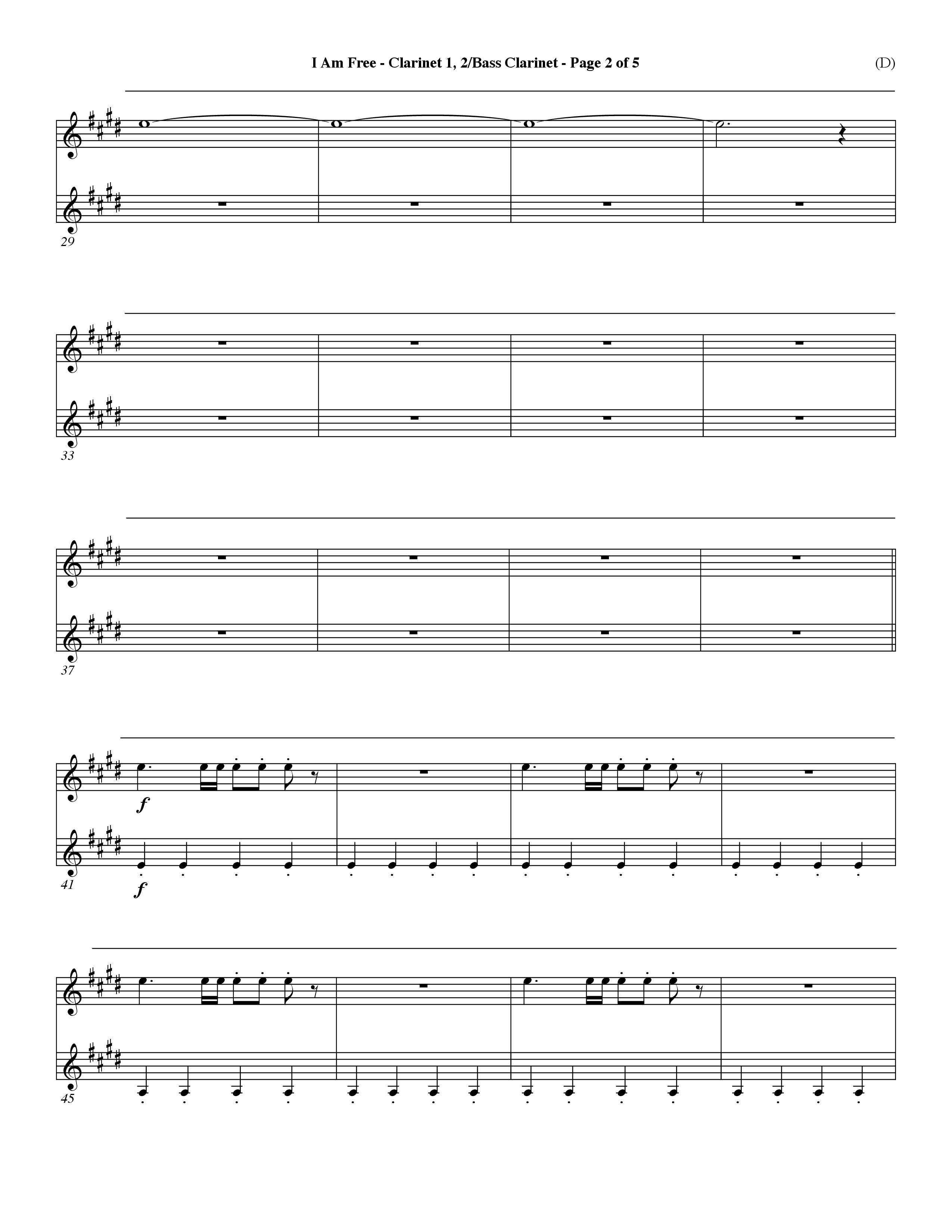 I Am Free (Choral Anthem SATB) Clarinet 1/2, Bass Clarinet (Word Music Choral / Orch. Dave Williamson)