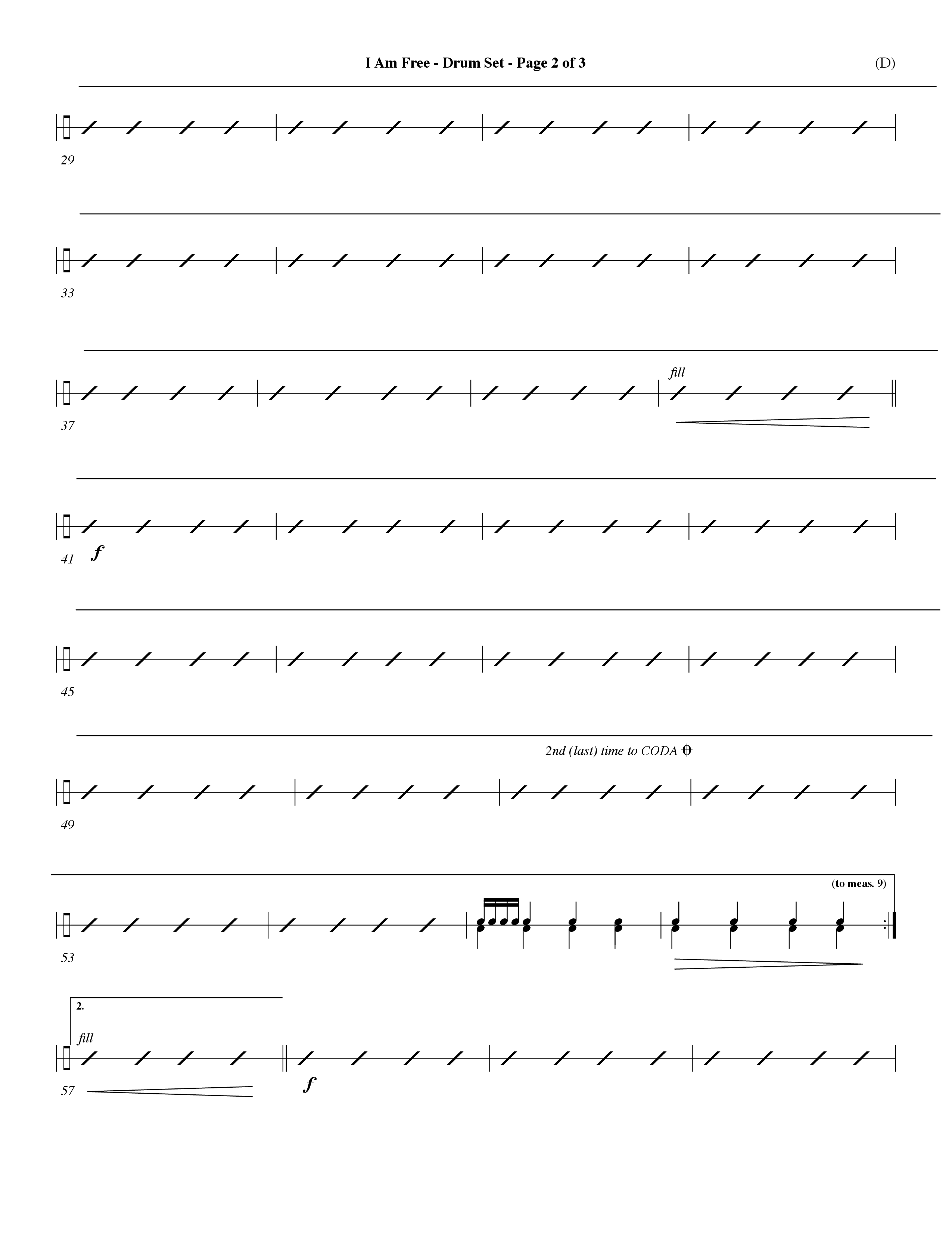 I Am Free (Choral Anthem SATB) Drum Set (Word Music Choral / Orch. Dave Williamson)