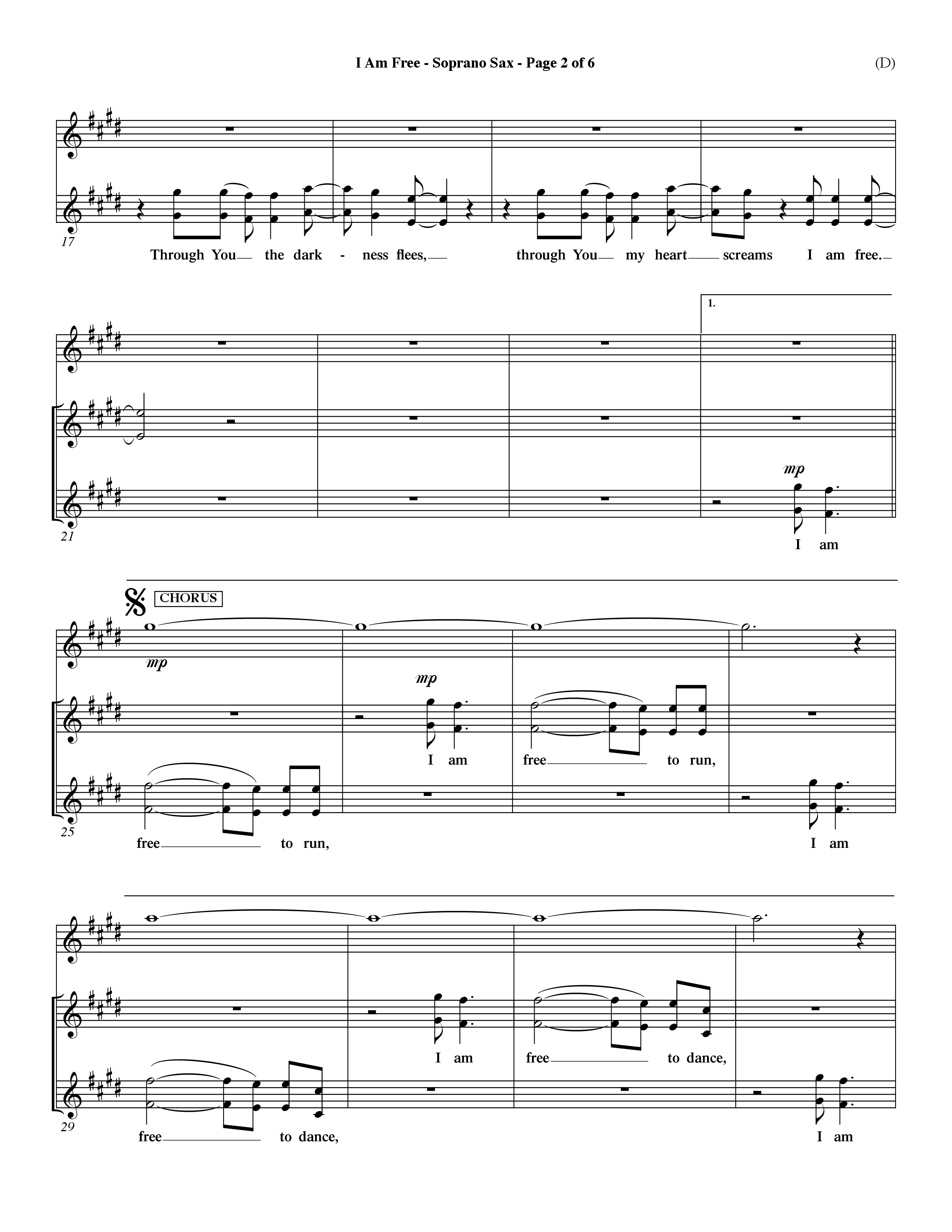 I Am Free (Choral Anthem SATB) Saxophone (Word Music Choral / Orch. Dave Williamson)