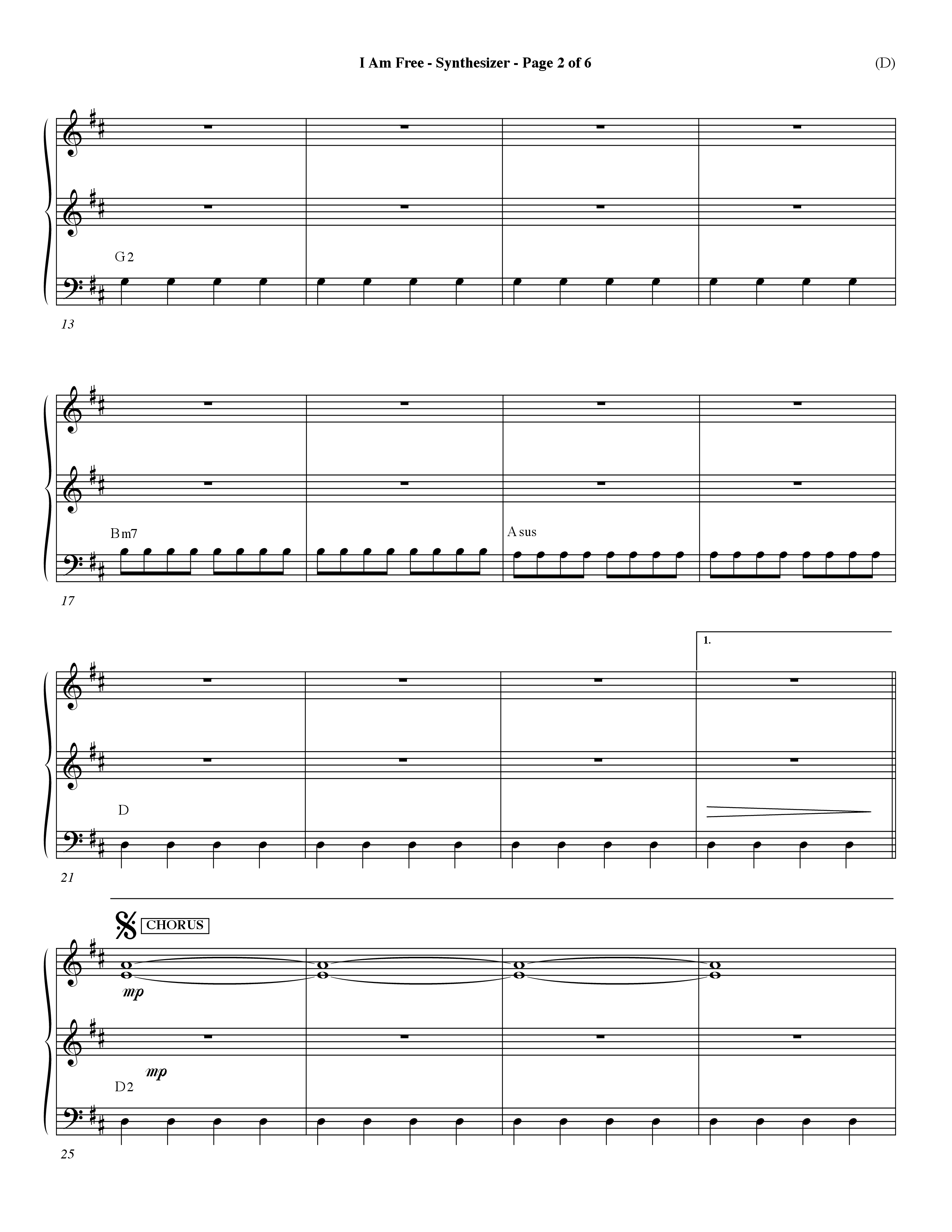 I Am Free (Choral Anthem SATB) Synth (Word Music Choral / Orch. Dave Williamson)