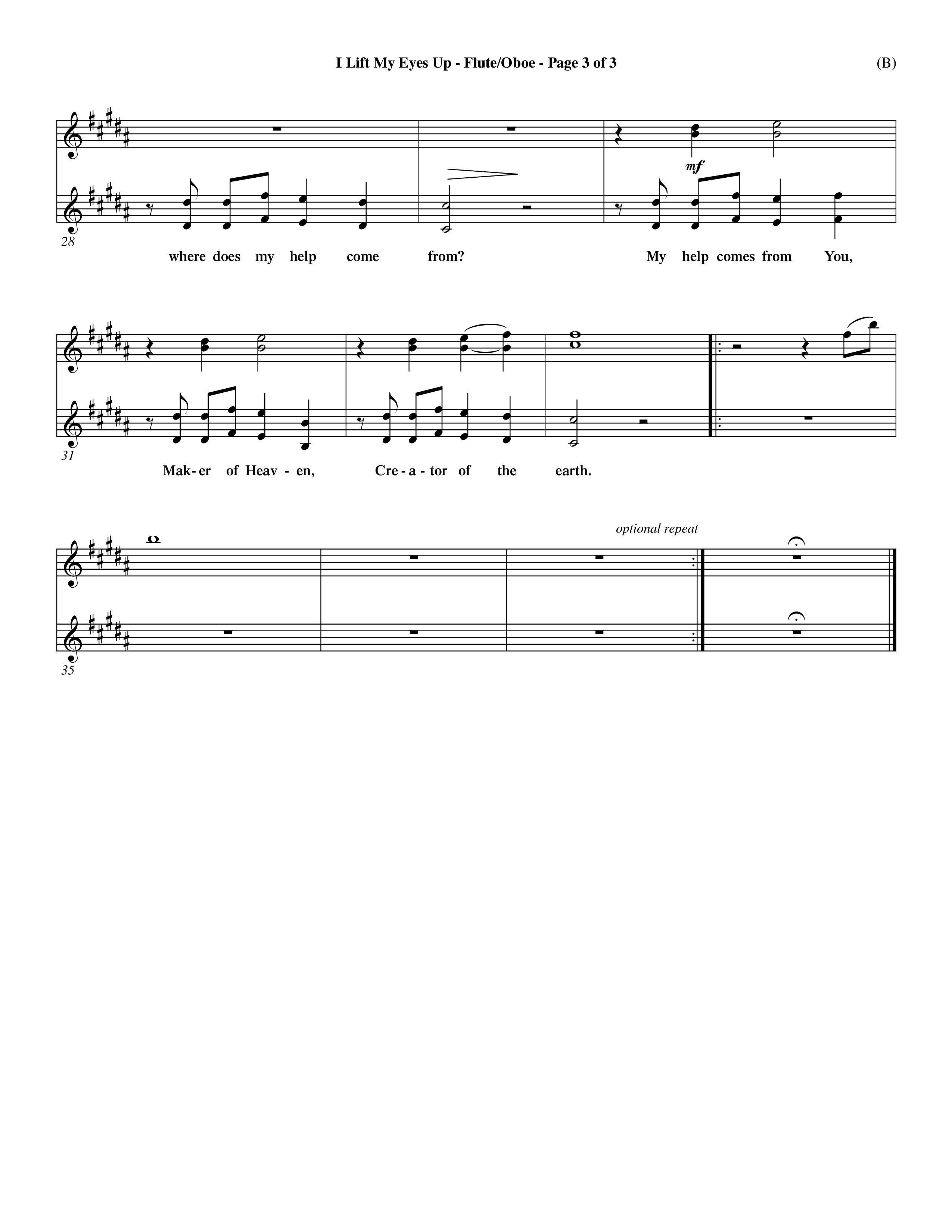 I Lift My Eyes Up (Choral Anthem SATB) Flute/Oboe (Word Music Choral / Orch. Dave Williamson)