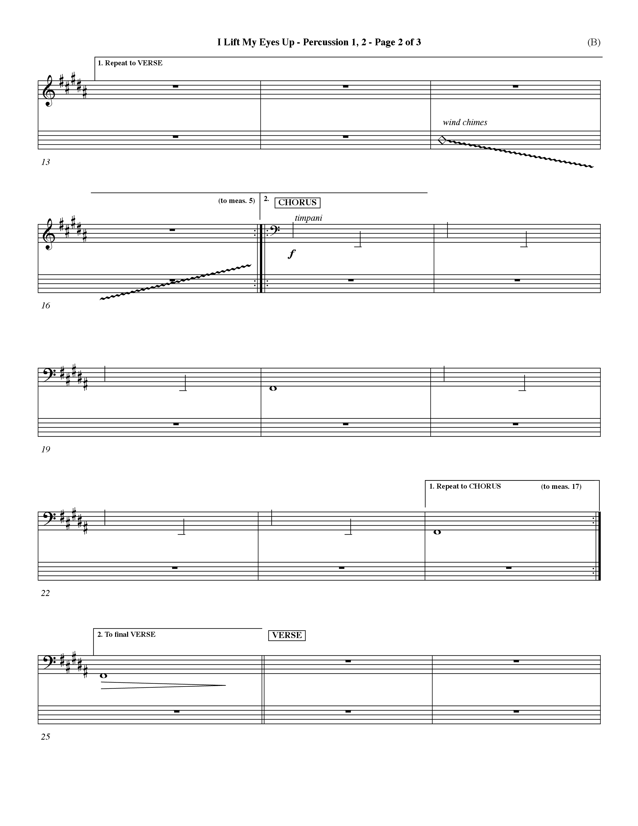 I Lift My Eyes Up (Choral Anthem SATB) Percussion 1/2 (Word Music Choral / Orch. Dave Williamson)