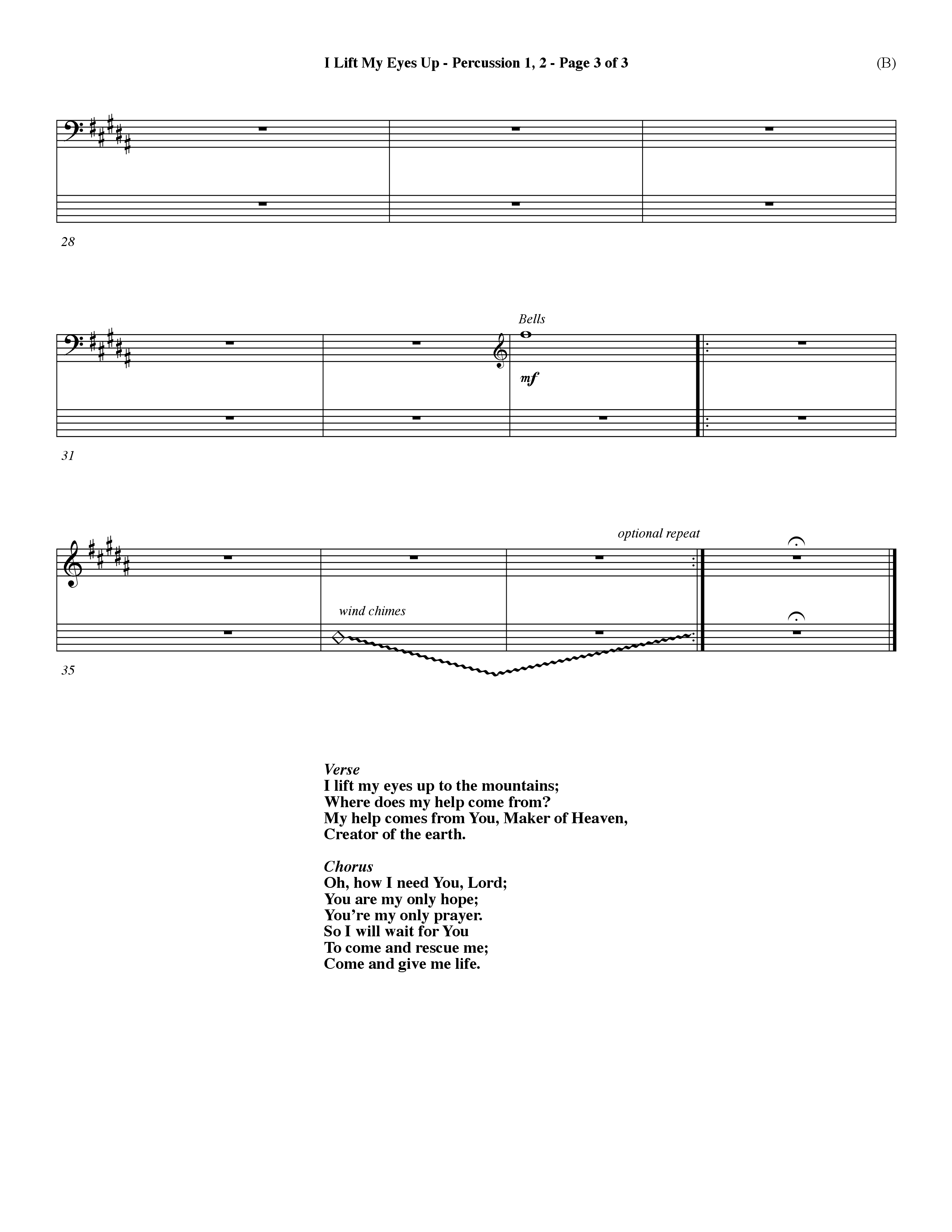 I Lift My Eyes Up (Choral Anthem SATB) Percussion 1/2 (Word Music Choral / Orch. Dave Williamson)