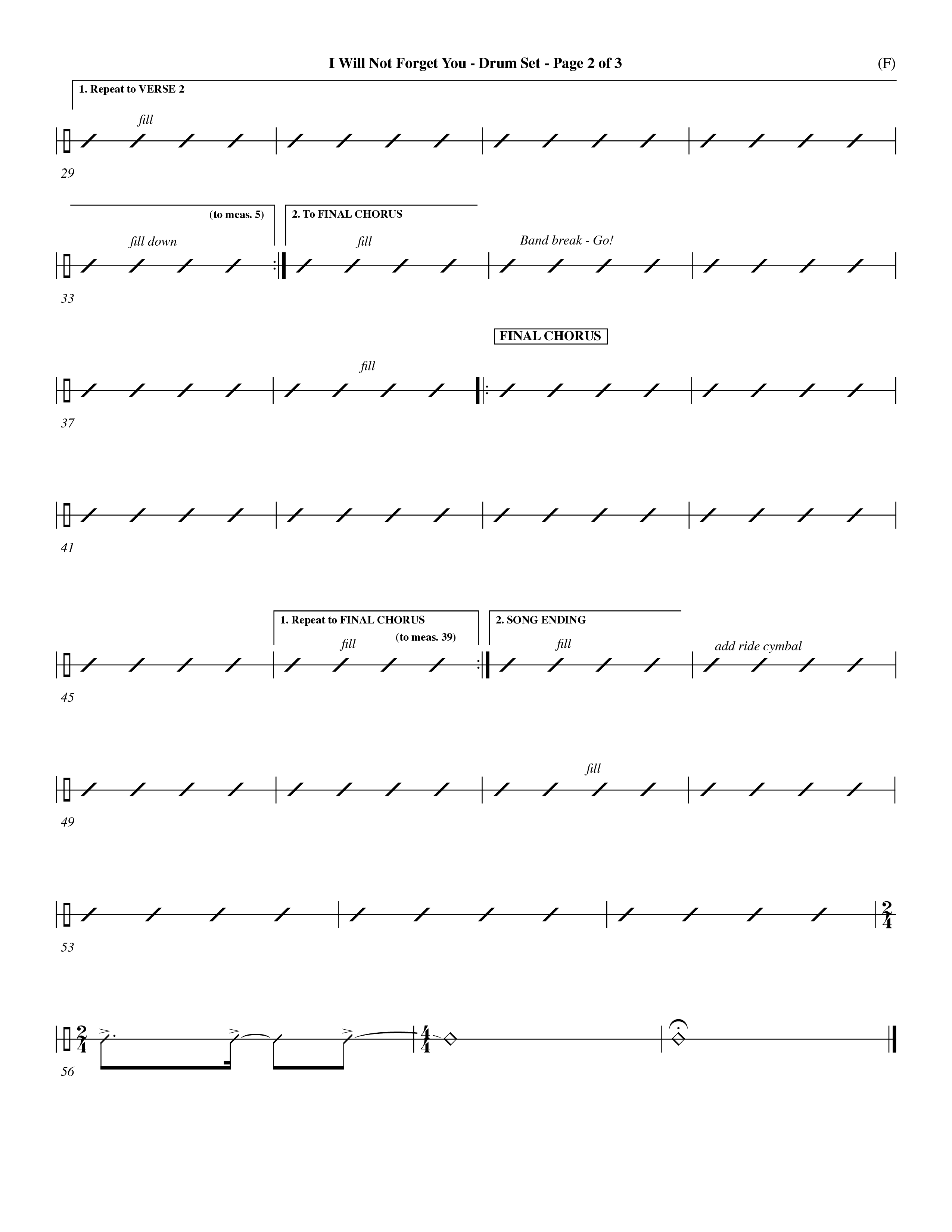I Will Not Forget You (Choral Anthem SATB) Drum Set (Word Music Choral / Orch. Dave Williamson)