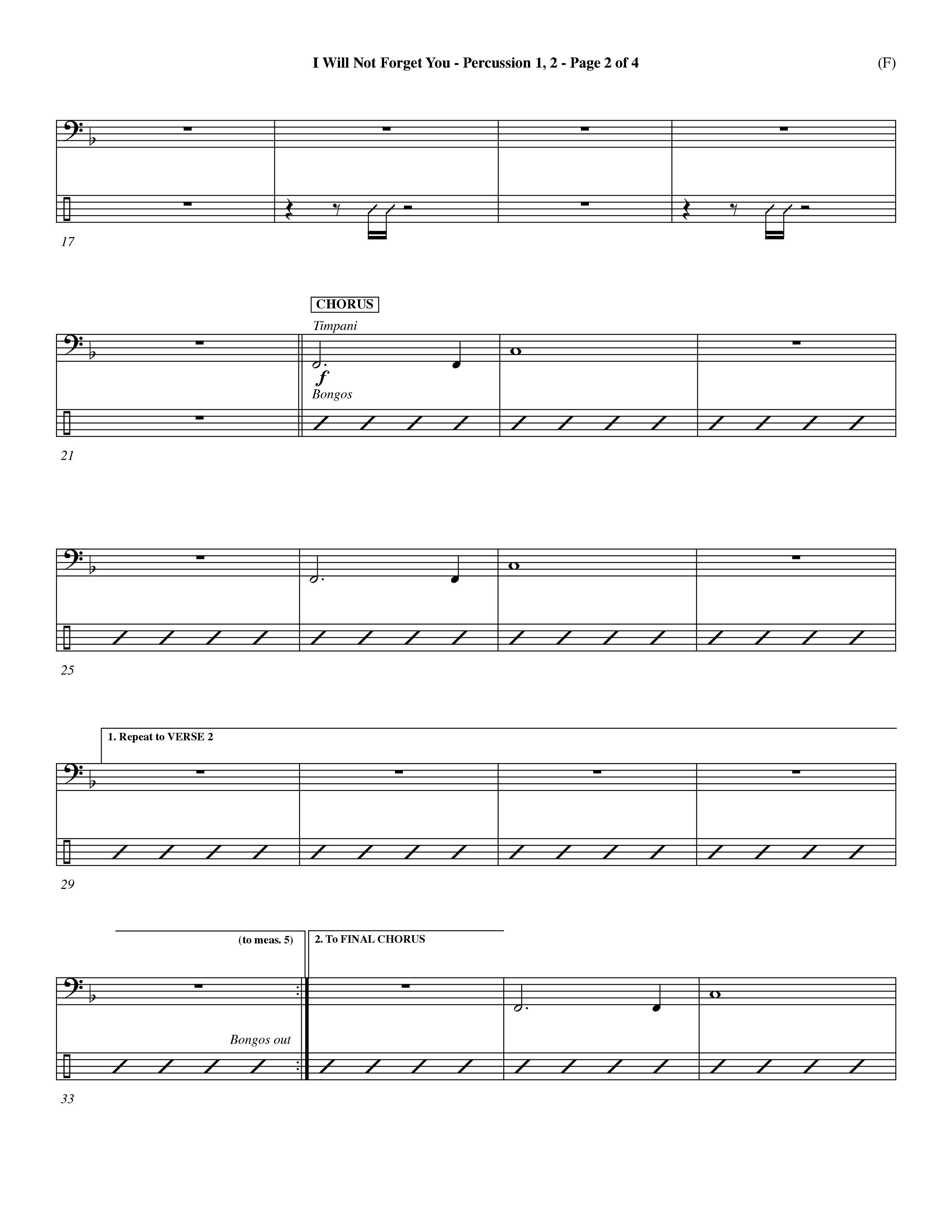 I Will Not Forget You (Choral Anthem SATB) Percussion 1/2 (Word Music Choral / Orch. Dave Williamson)