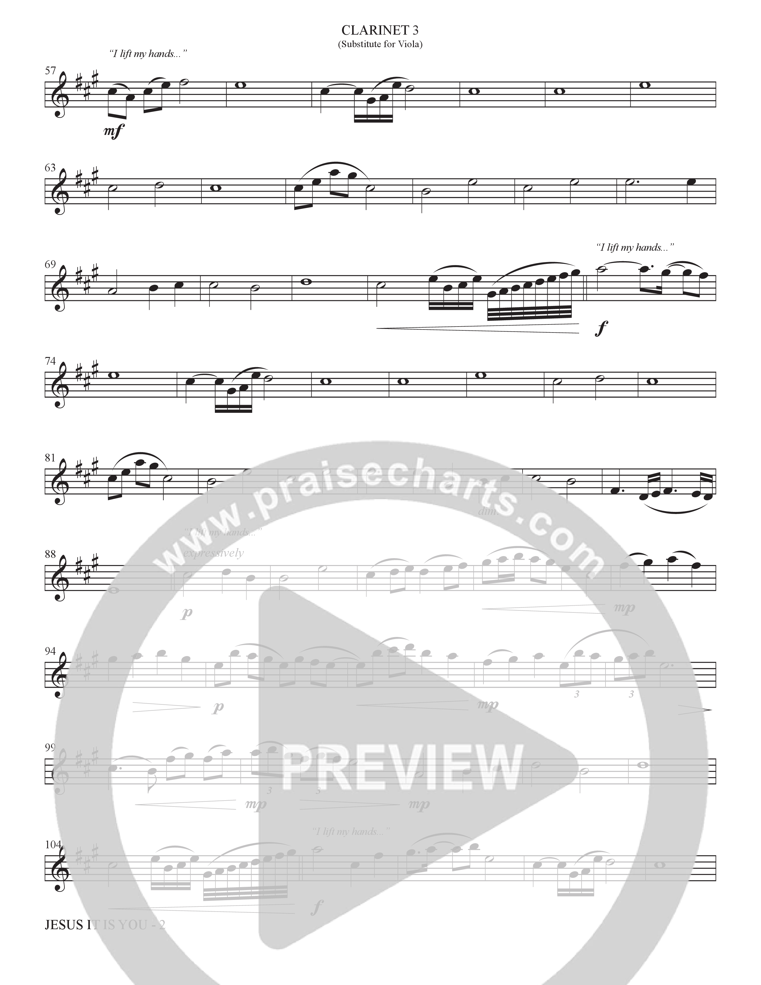 Jesus It Is You (Choral Anthem SATB) Clarinet 3 (The Brooklyn Tabernacle Choir / Sidney Mohede / Arr. Carol Cymbala / Orch. Bradley Knight)