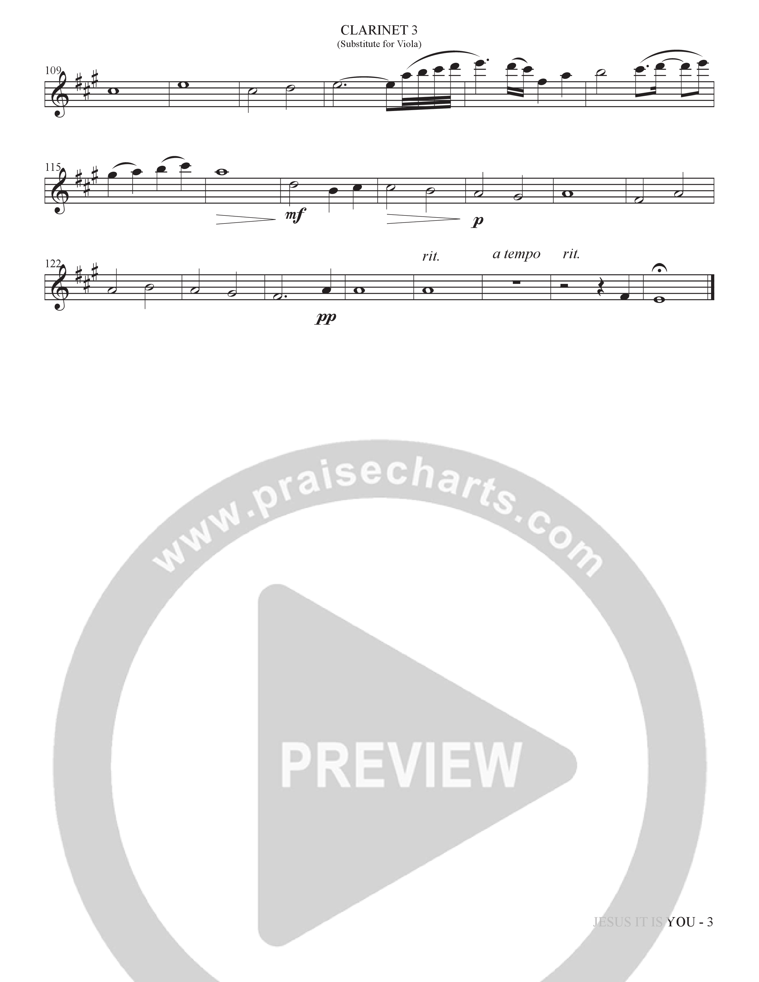 Jesus It Is You (Choral Anthem SATB) Clarinet 3 (The Brooklyn Tabernacle Choir / Sidney Mohede / Arr. Carol Cymbala / Orch. Bradley Knight)