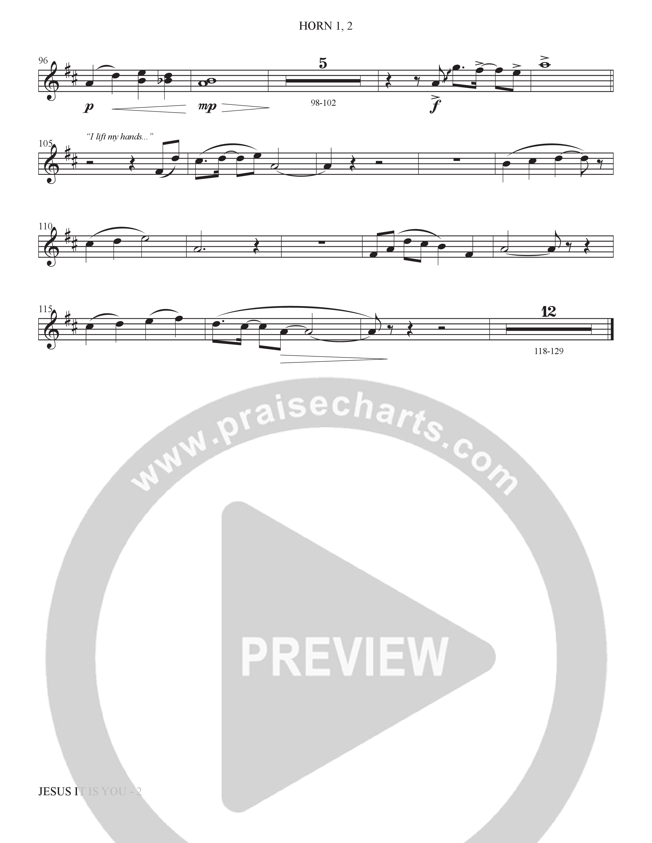 Jesus It Is You (Choral Anthem SATB) French Horn 1/2 (The Brooklyn Tabernacle Choir / Sidney Mohede / Arr. Carol Cymbala / Orch. Bradley Knight)