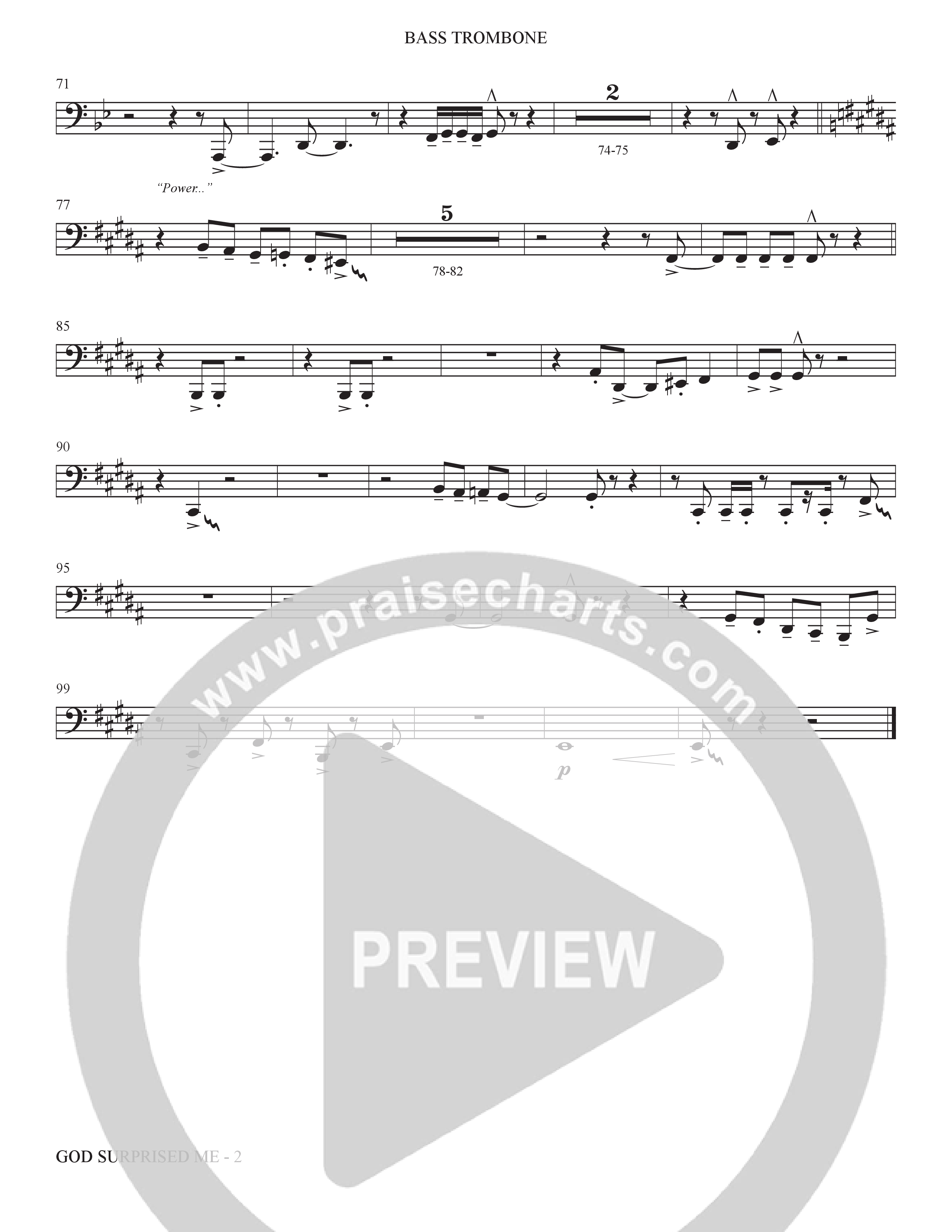God Surprised Me (Choral Anthem SATB) Bass Trombone (The Brooklyn Tabernacle Choir / Arr. Carol Cymbala / Orch. Bradley Knight)