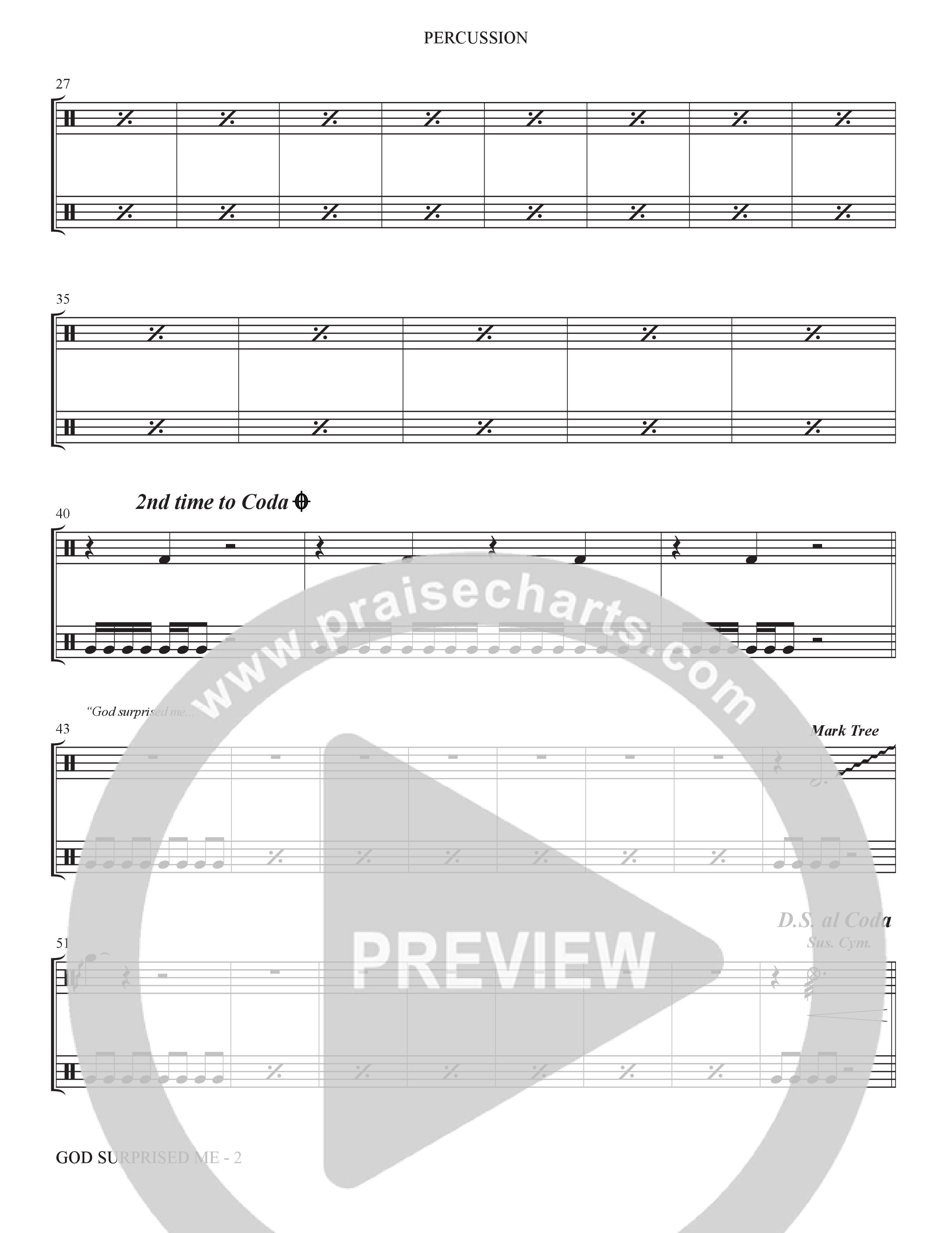 God Surprised Me (Choral Anthem SATB) Percussion (The Brooklyn Tabernacle Choir / Arr. Carol Cymbala / Orch. Bradley Knight)