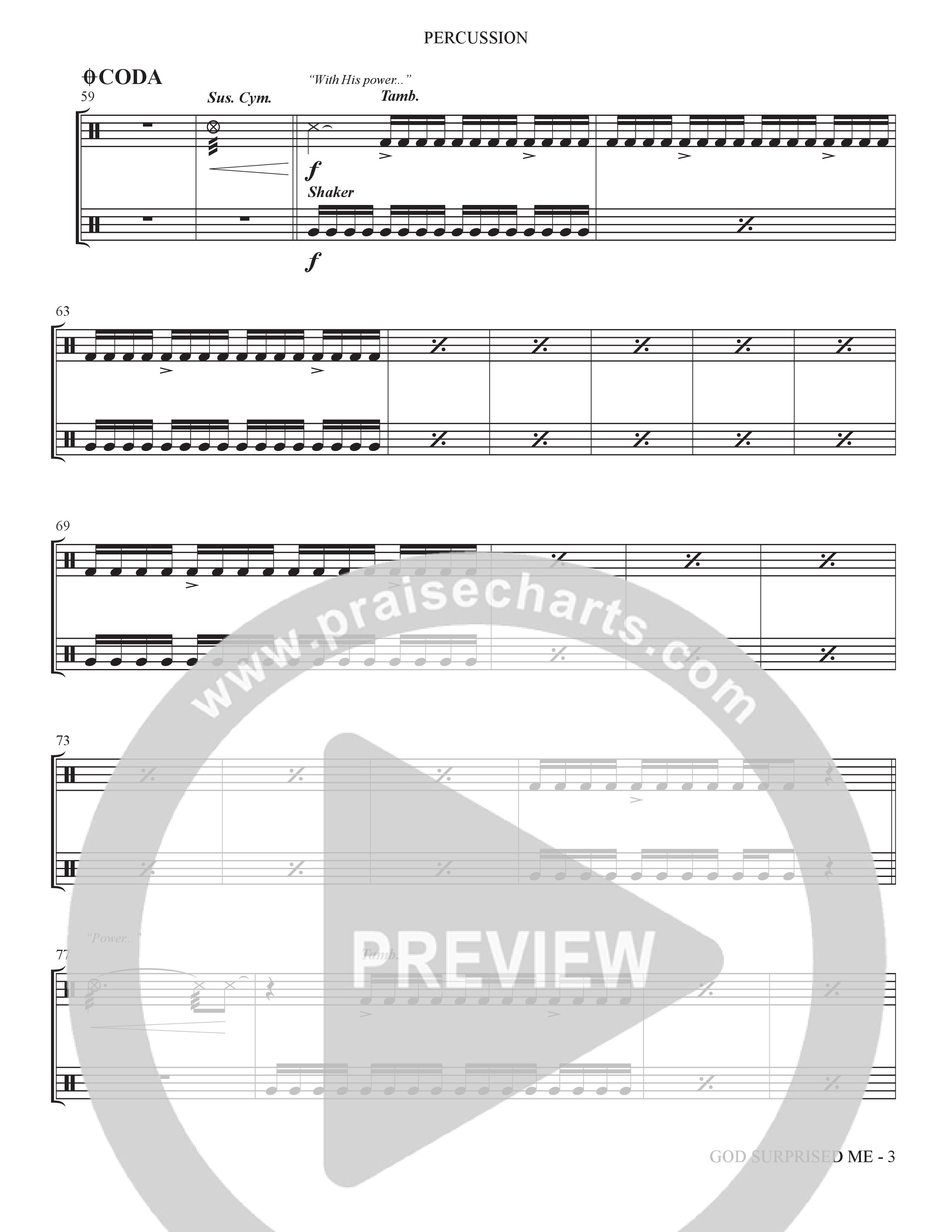God Surprised Me (Choral Anthem SATB) Percussion (The Brooklyn Tabernacle Choir / Arr. Carol Cymbala / Orch. Bradley Knight)