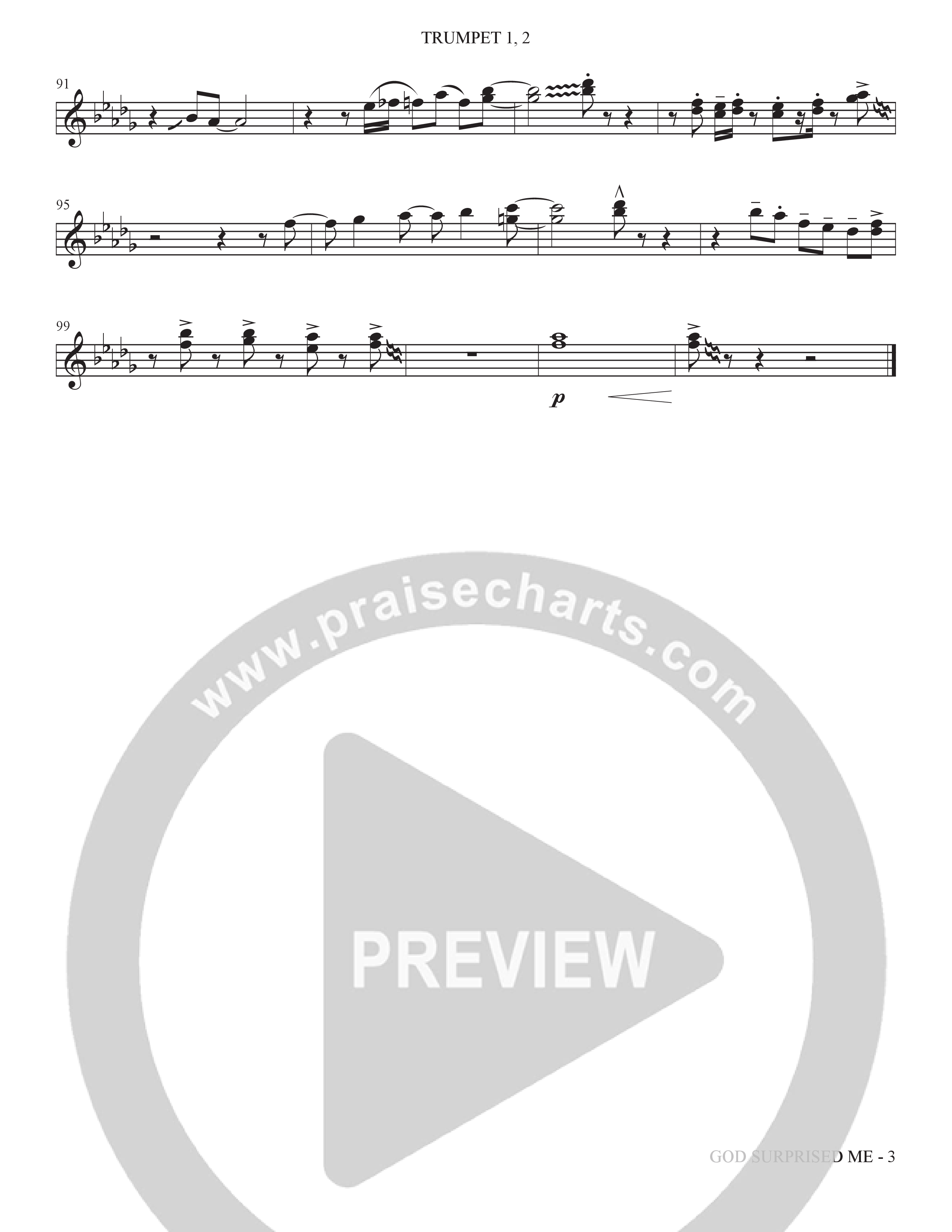 God Surprised Me (Choral Anthem SATB) Trumpet 1,2 (The Brooklyn Tabernacle Choir / Arr. Carol Cymbala / Orch. Bradley Knight)