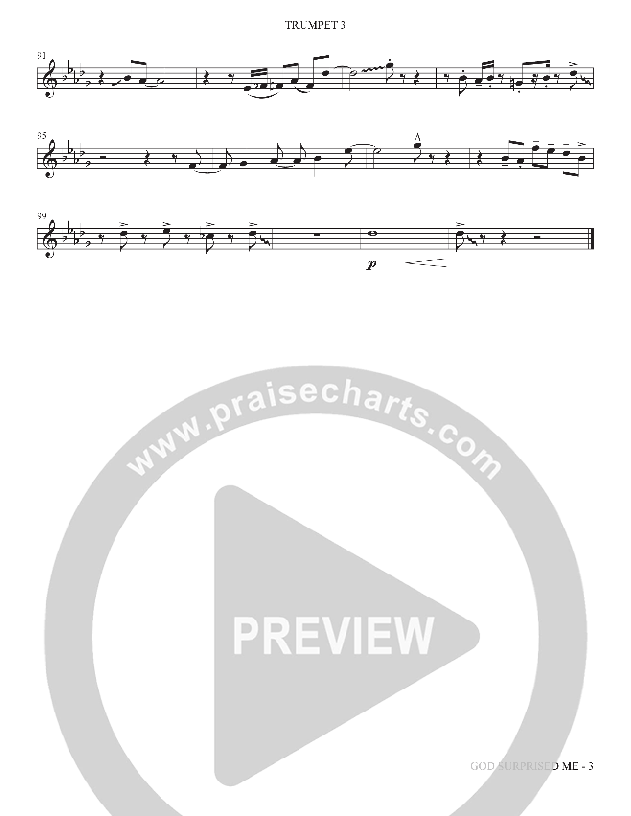 God Surprised Me (Choral Anthem SATB) Trumpet 3 (The Brooklyn Tabernacle Choir / Arr. Carol Cymbala / Orch. Bradley Knight)