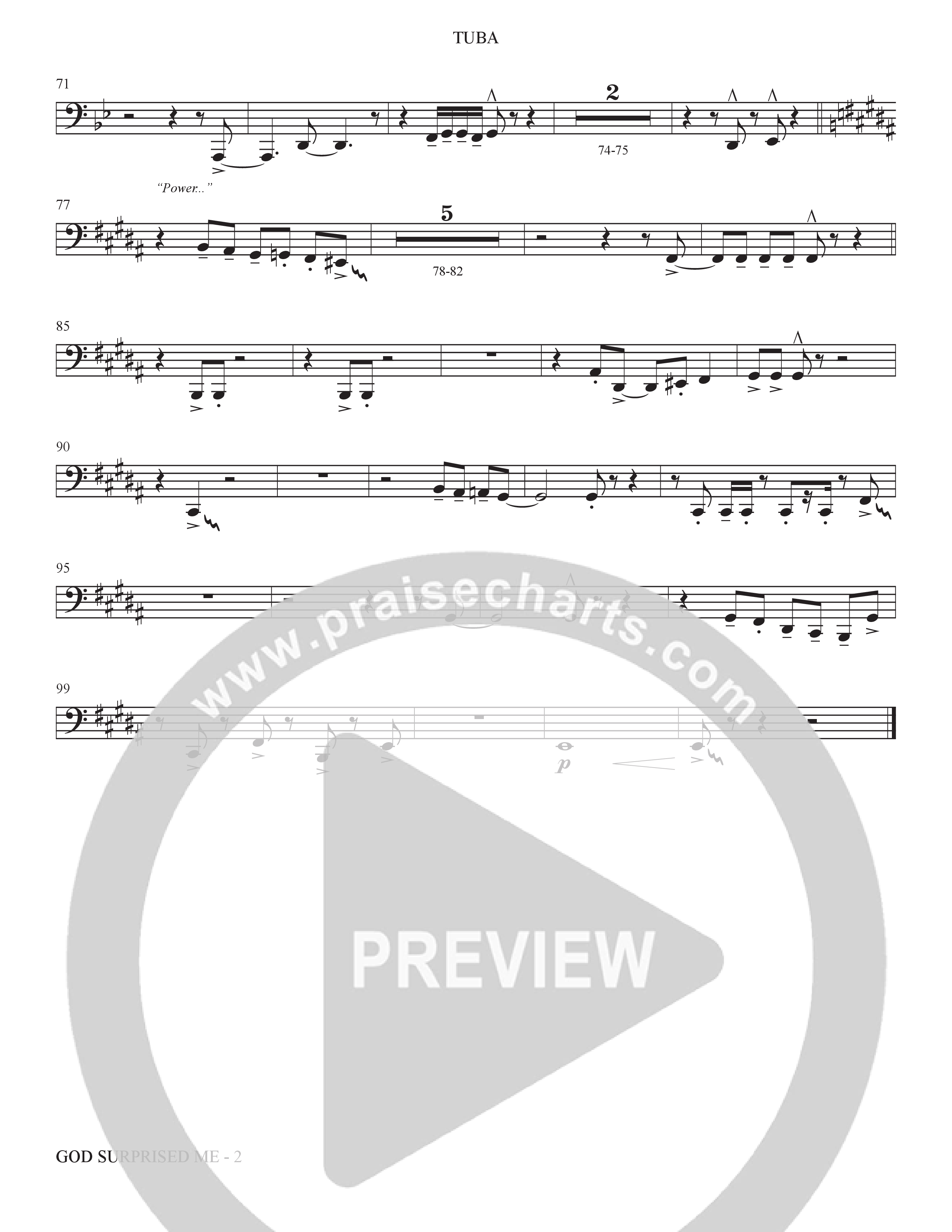 God Surprised Me (Choral Anthem SATB) Tuba (The Brooklyn Tabernacle Choir / Arr. Carol Cymbala / Orch. Bradley Knight)