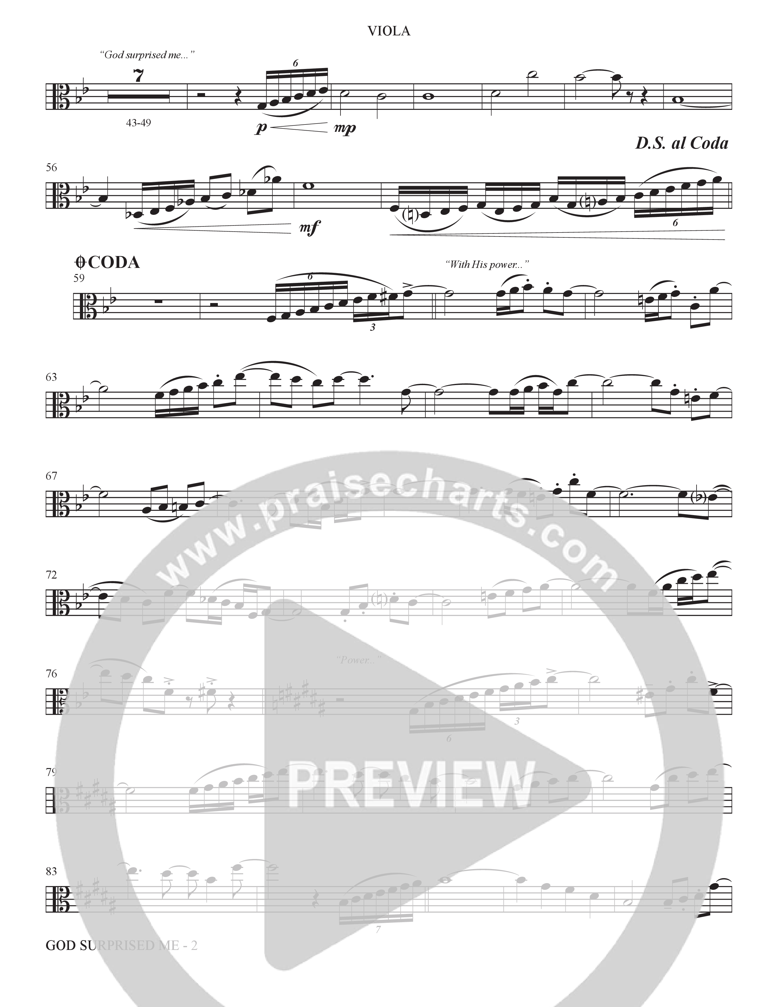 God Surprised Me (Choral Anthem SATB) Viola (The Brooklyn Tabernacle Choir / Arr. Carol Cymbala / Orch. Bradley Knight)