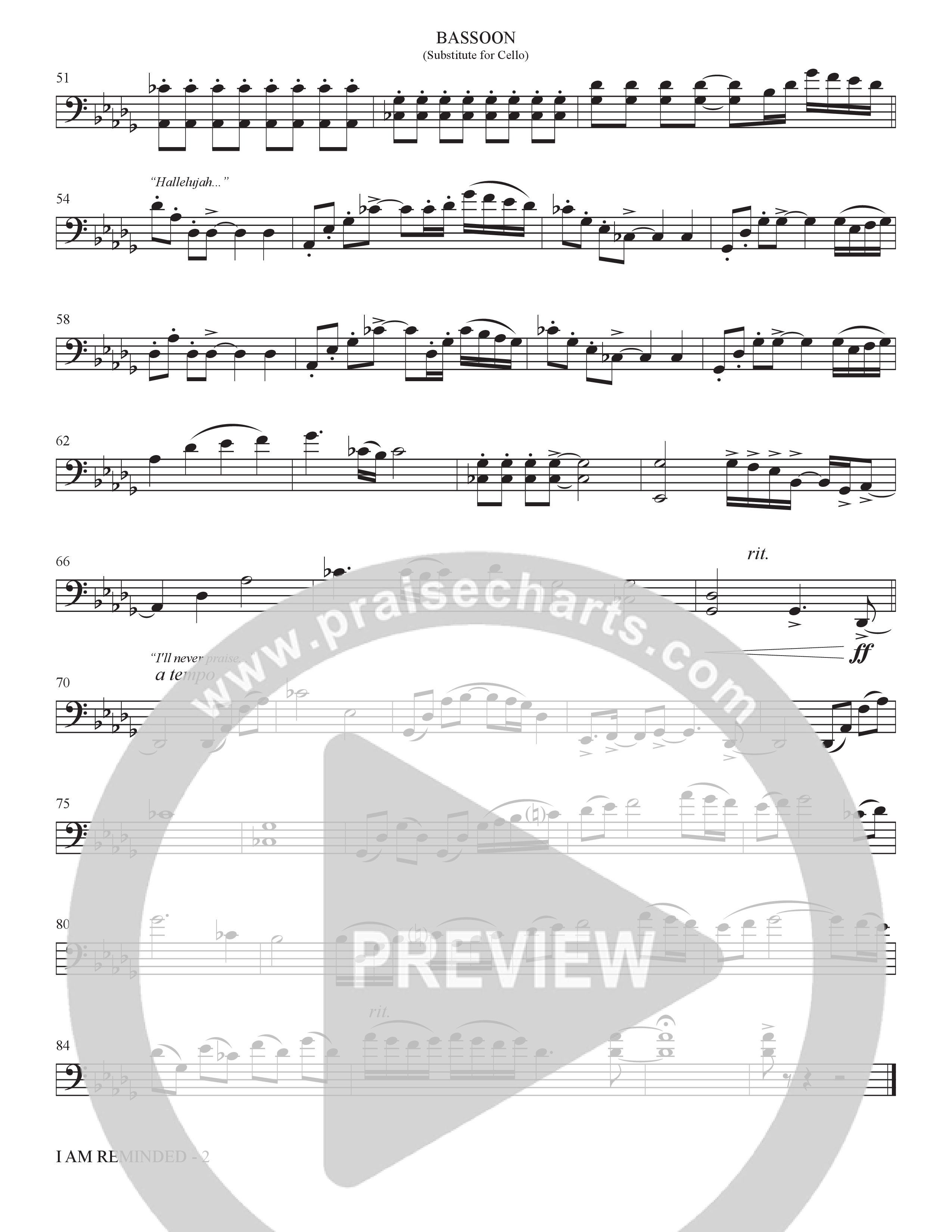 I Am Reminded (Choral Anthem SATB) Bassoon (The Brooklyn Tabernacle Choir / Nicole Binion / Arr. Carol Cymbala / Orch. Bradley Knight)