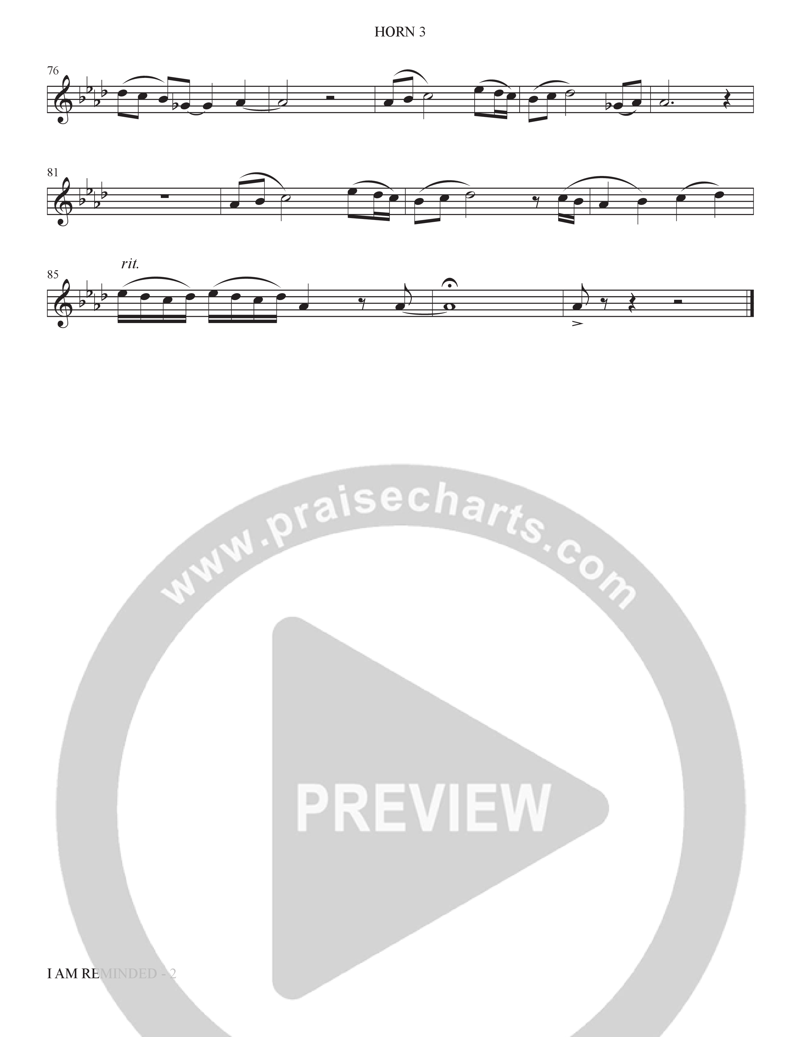 I Am Reminded (Choral Anthem SATB) French Horn 3 (The Brooklyn Tabernacle Choir / Nicole Binion / Arr. Carol Cymbala / Orch. Bradley Knight)