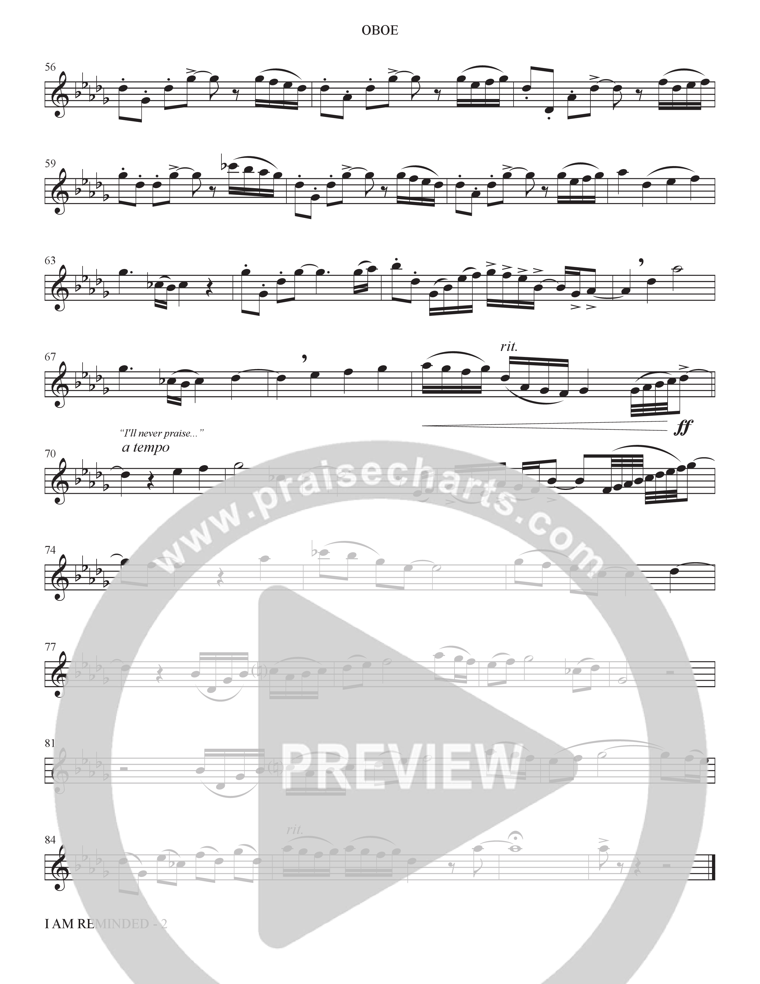 I Am Reminded (Choral Anthem SATB) Oboe (The Brooklyn Tabernacle Choir / Nicole Binion / Arr. Carol Cymbala / Orch. Bradley Knight)