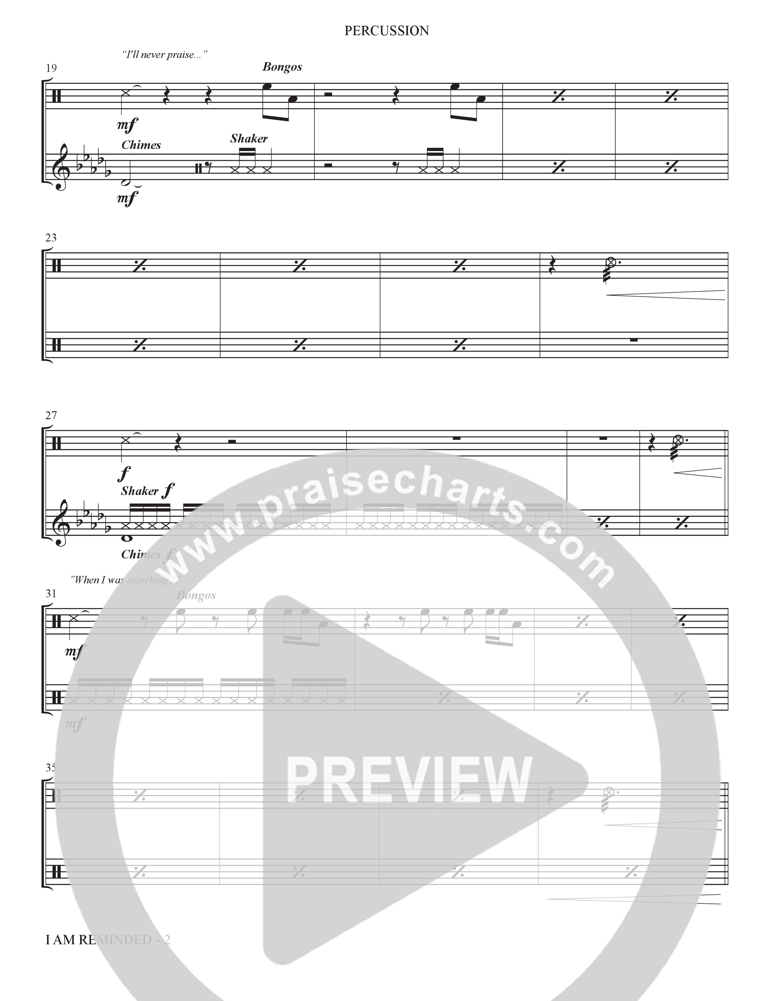 I Am Reminded (Choral Anthem SATB) Percussion (The Brooklyn Tabernacle Choir / Nicole Binion / Arr. Carol Cymbala / Orch. Bradley Knight)