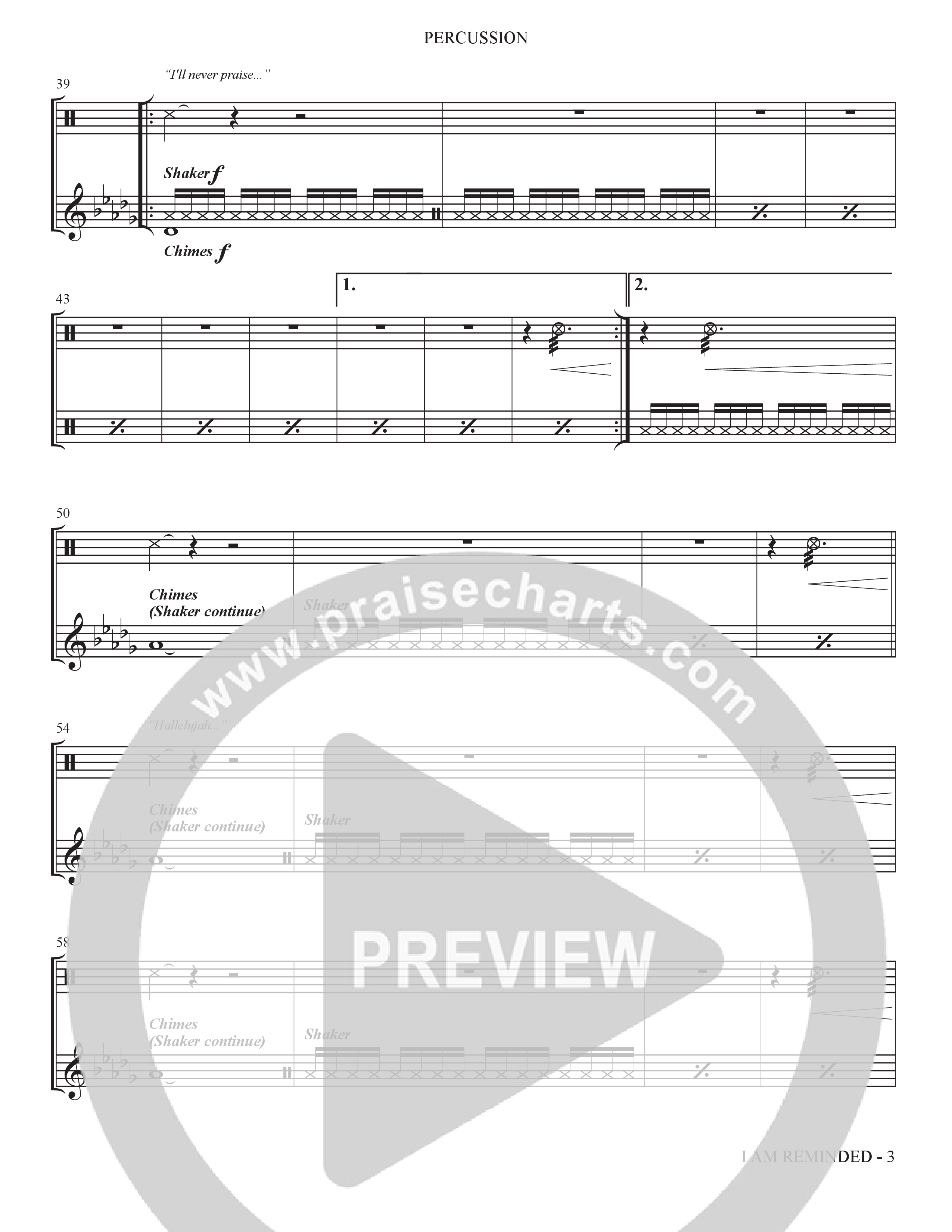 I Am Reminded (Choral Anthem SATB) Percussion (The Brooklyn Tabernacle Choir / Nicole Binion / Arr. Carol Cymbala / Orch. Bradley Knight)