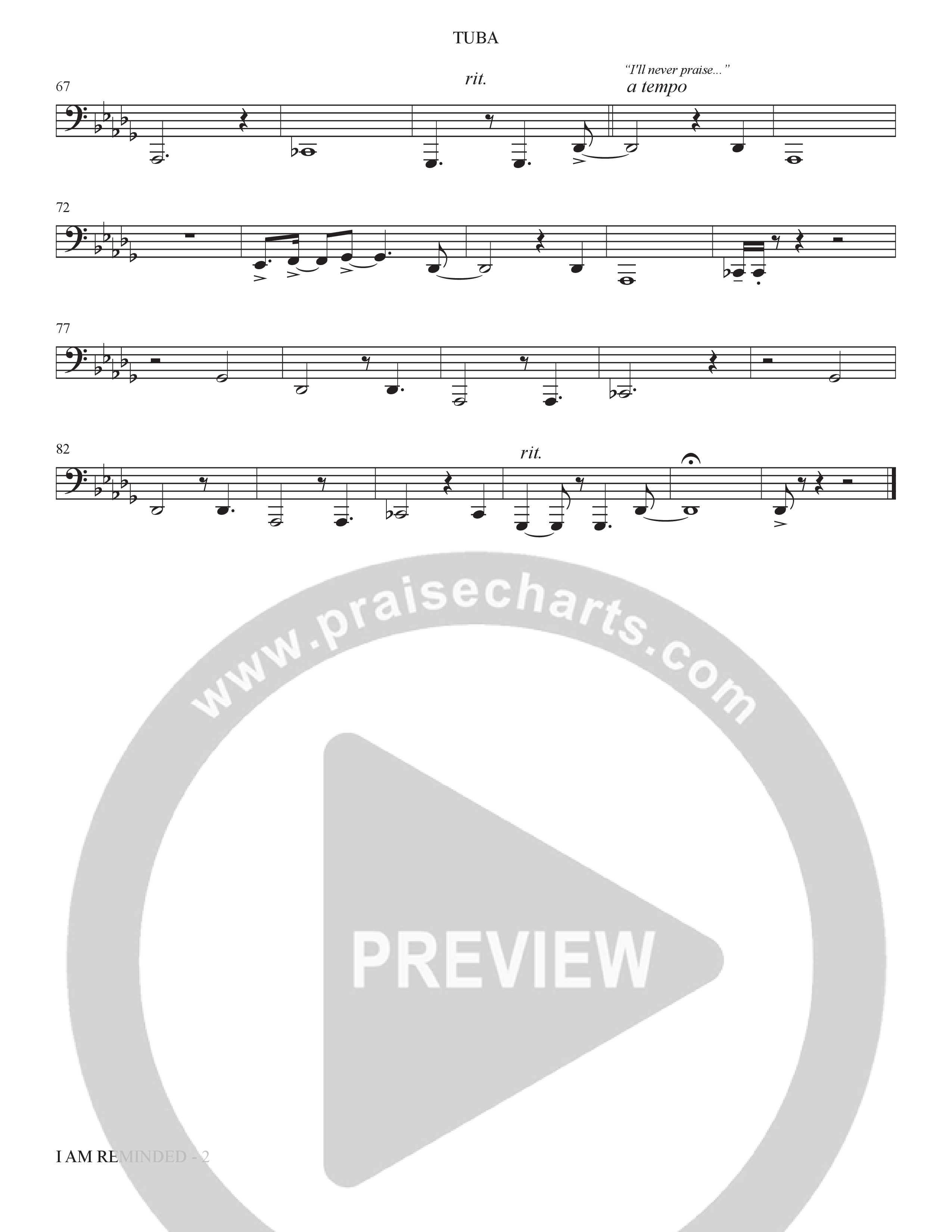 I Am Reminded (Choral Anthem SATB) Tuba (The Brooklyn Tabernacle Choir / Nicole Binion / Arr. Carol Cymbala / Orch. Bradley Knight)