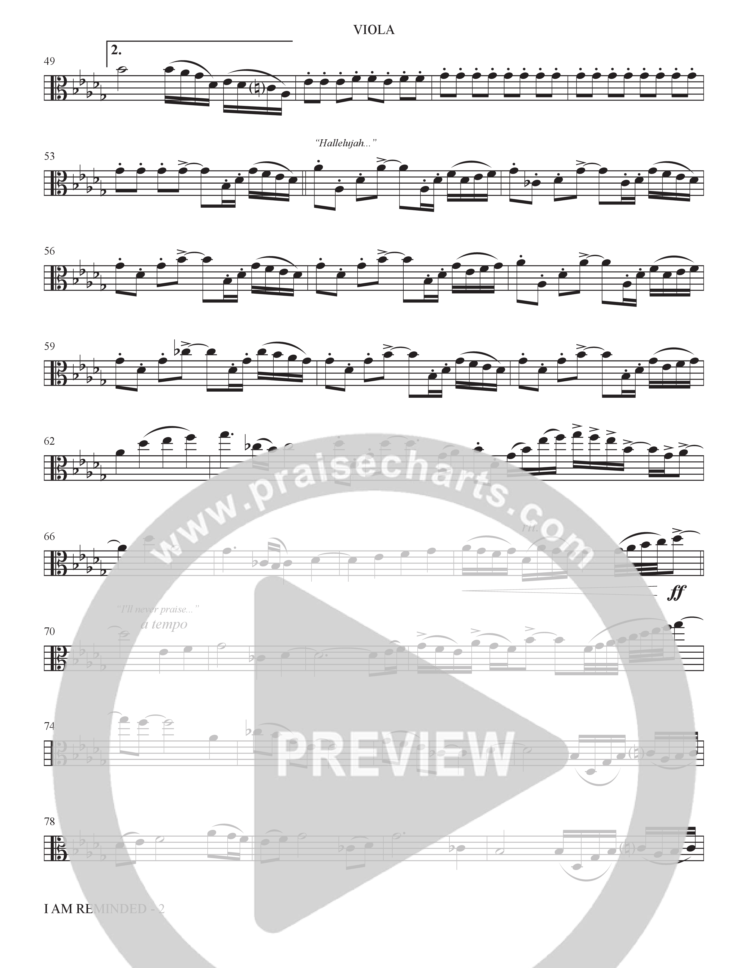 I Am Reminded (Choral Anthem SATB) Viola (The Brooklyn Tabernacle Choir / Nicole Binion / Arr. Carol Cymbala / Orch. Bradley Knight)