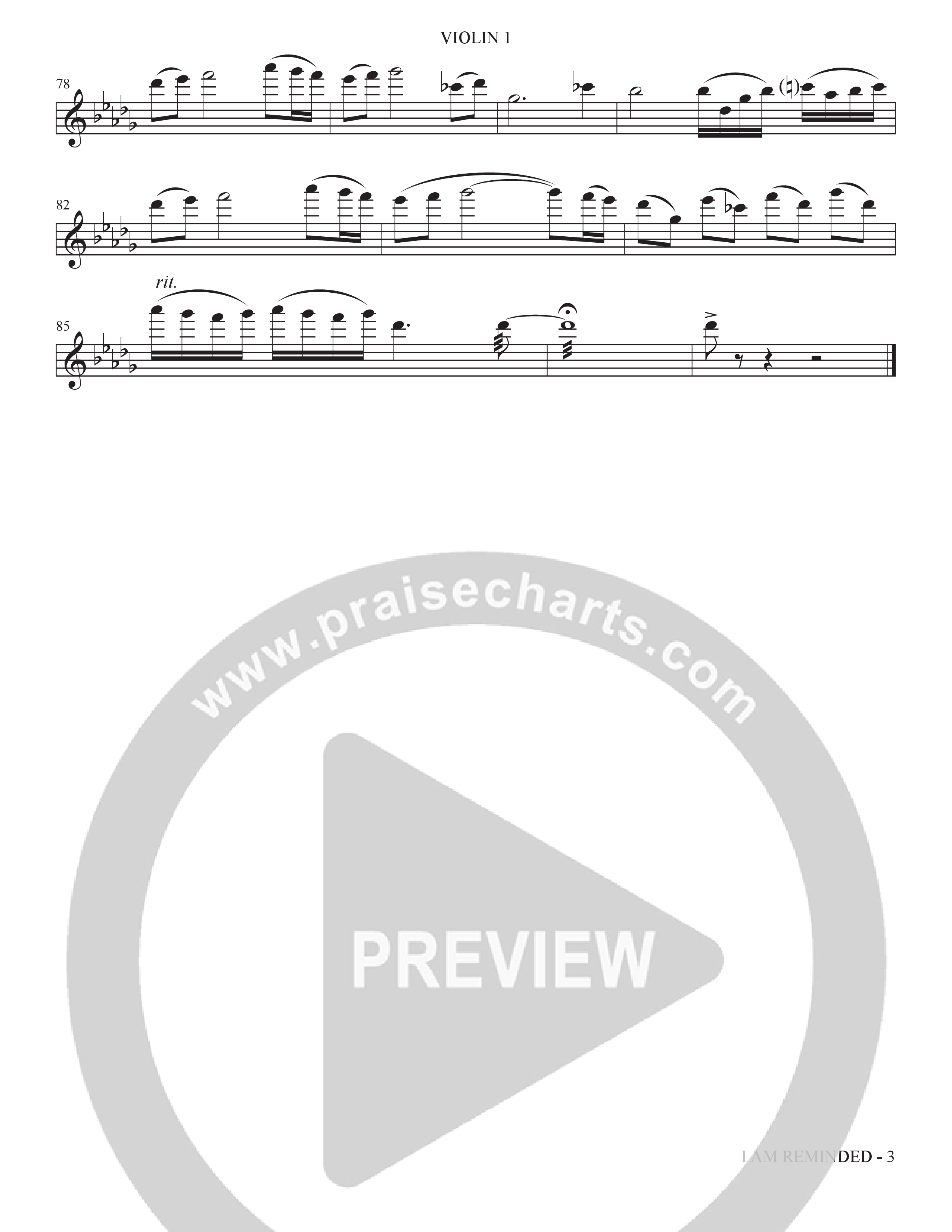 I Am Reminded (Choral Anthem SATB) Violin 1 (The Brooklyn Tabernacle Choir / Nicole Binion / Arr. Carol Cymbala / Orch. Bradley Knight)