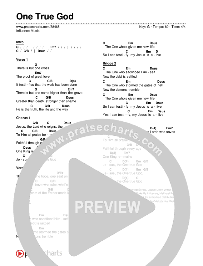 One True God Chords & Lyrics (Influence Music)