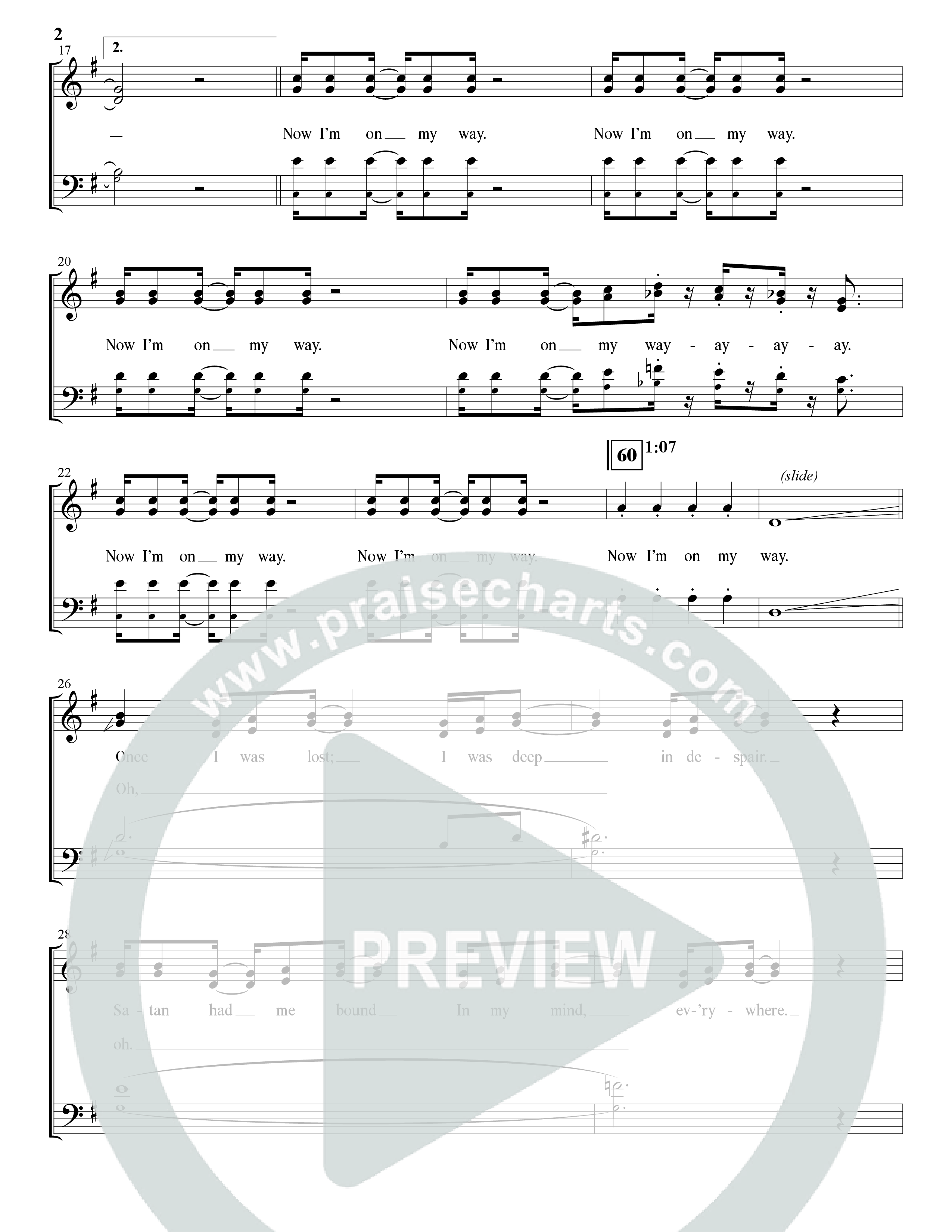 Now I'm On My Way (Jesus Brought Me Out) (Choral Anthem SATB) Choir Sheet (SATB) (The Brooklyn Tabernacle Choir / Arr. Carol Cymbala / Orch. Bradley Knight)