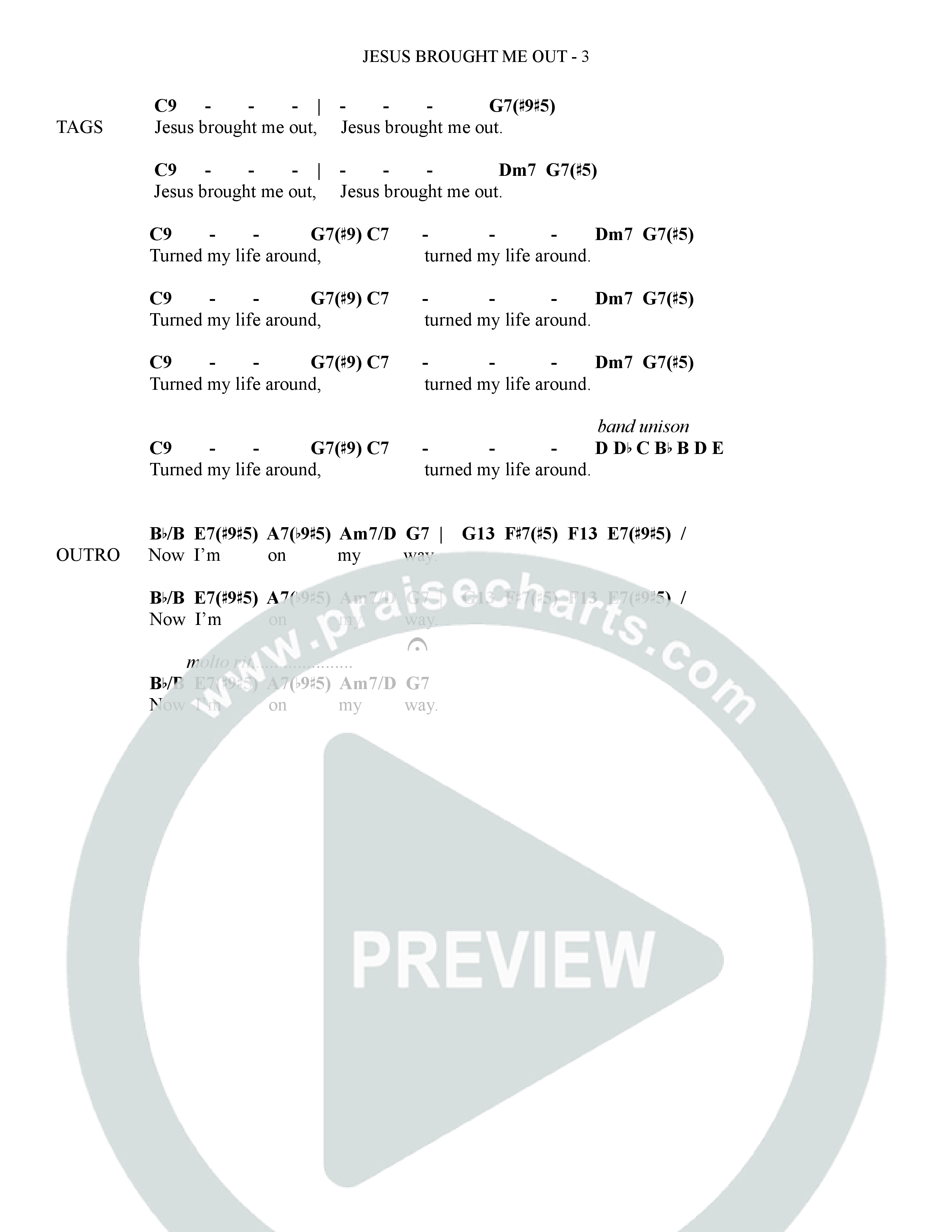 Now I'm On My Way (Jesus Brought Me Out) (Choral Anthem SATB) Chord Chart (The Brooklyn Tabernacle Choir / Arr. Carol Cymbala / Orch. Bradley Knight)