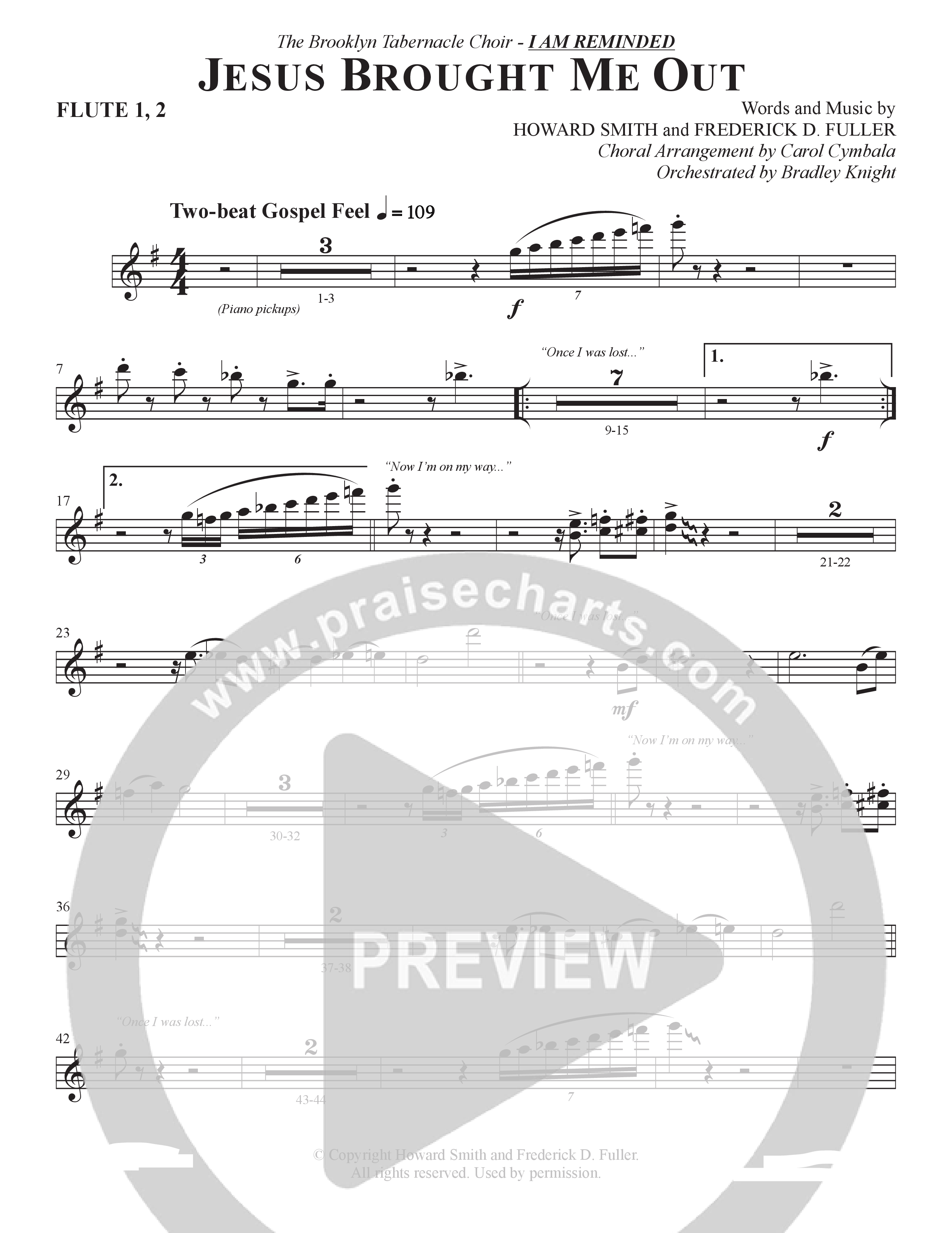 Now I'm On My Way (Jesus Brought Me Out) (Choral Anthem SATB) Flute 1/2 (The Brooklyn Tabernacle Choir / Arr. Carol Cymbala / Orch. Bradley Knight)