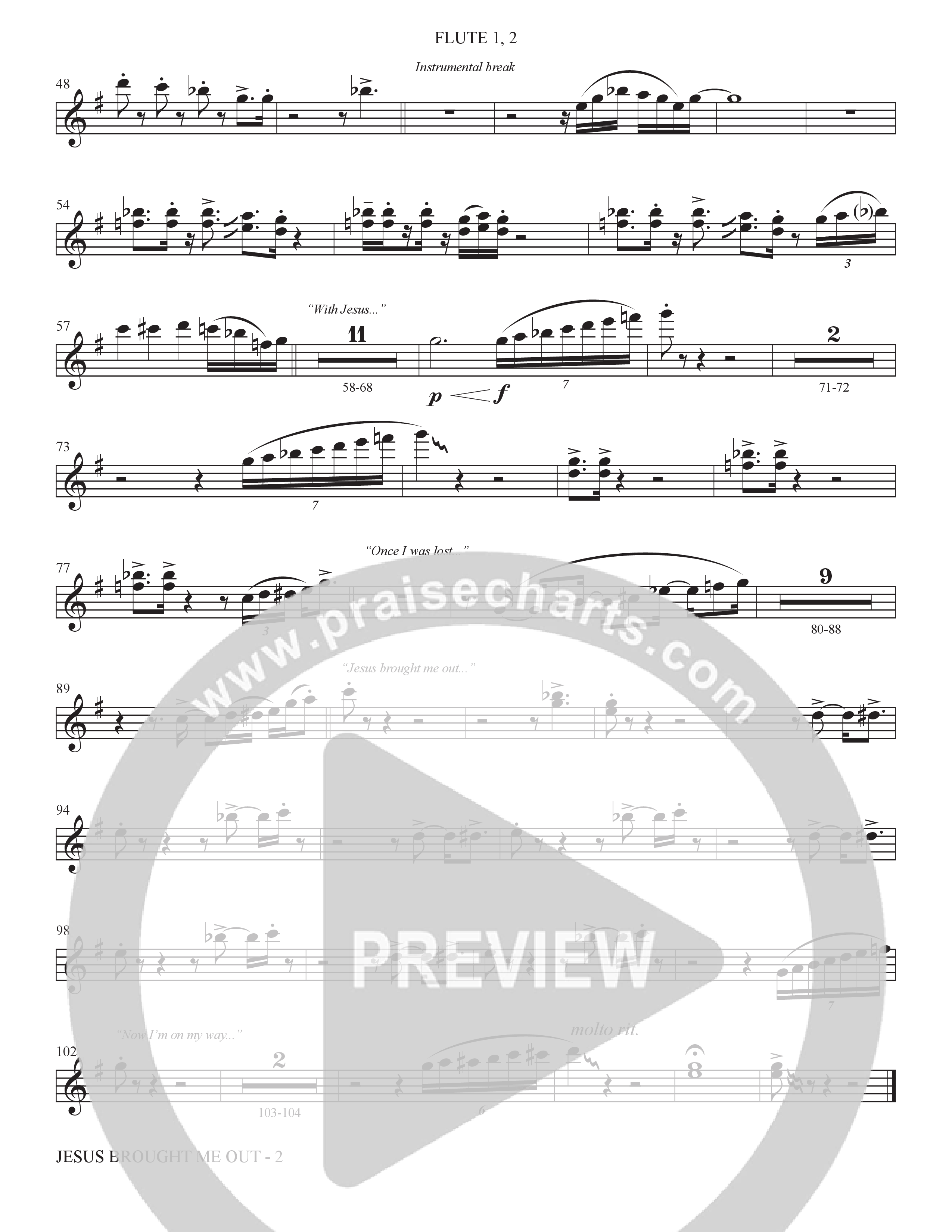 Now I'm On My Way (Jesus Brought Me Out) (Choral Anthem SATB) Flute 1/2 (The Brooklyn Tabernacle Choir / Arr. Carol Cymbala / Orch. Bradley Knight)