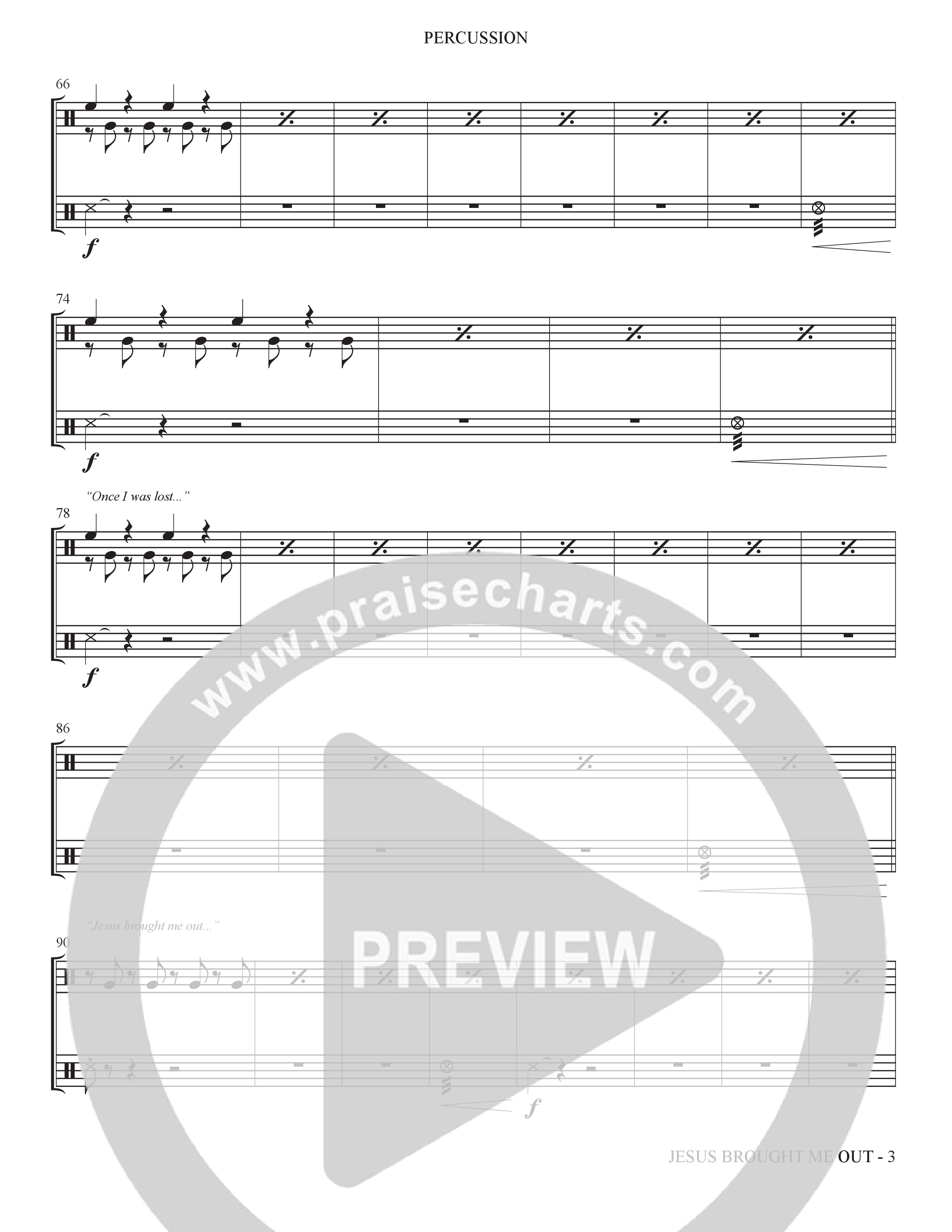 Now I'm On My Way (Jesus Brought Me Out) (Choral Anthem SATB) Percussion (The Brooklyn Tabernacle Choir / Arr. Carol Cymbala / Orch. Bradley Knight)