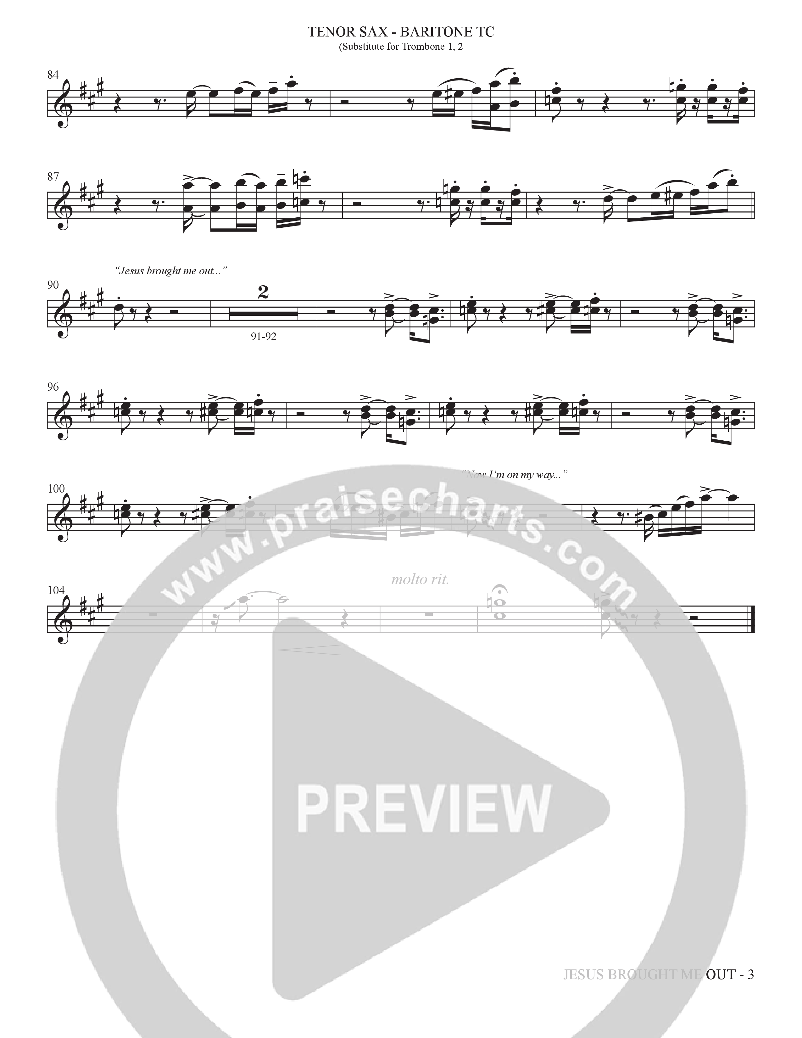 Now I'm On My Way (Jesus Brought Me Out) (Choral Anthem SATB) Tenor Sax/Baritone T.C. (The Brooklyn Tabernacle Choir / Arr. Carol Cymbala / Orch. Bradley Knight)