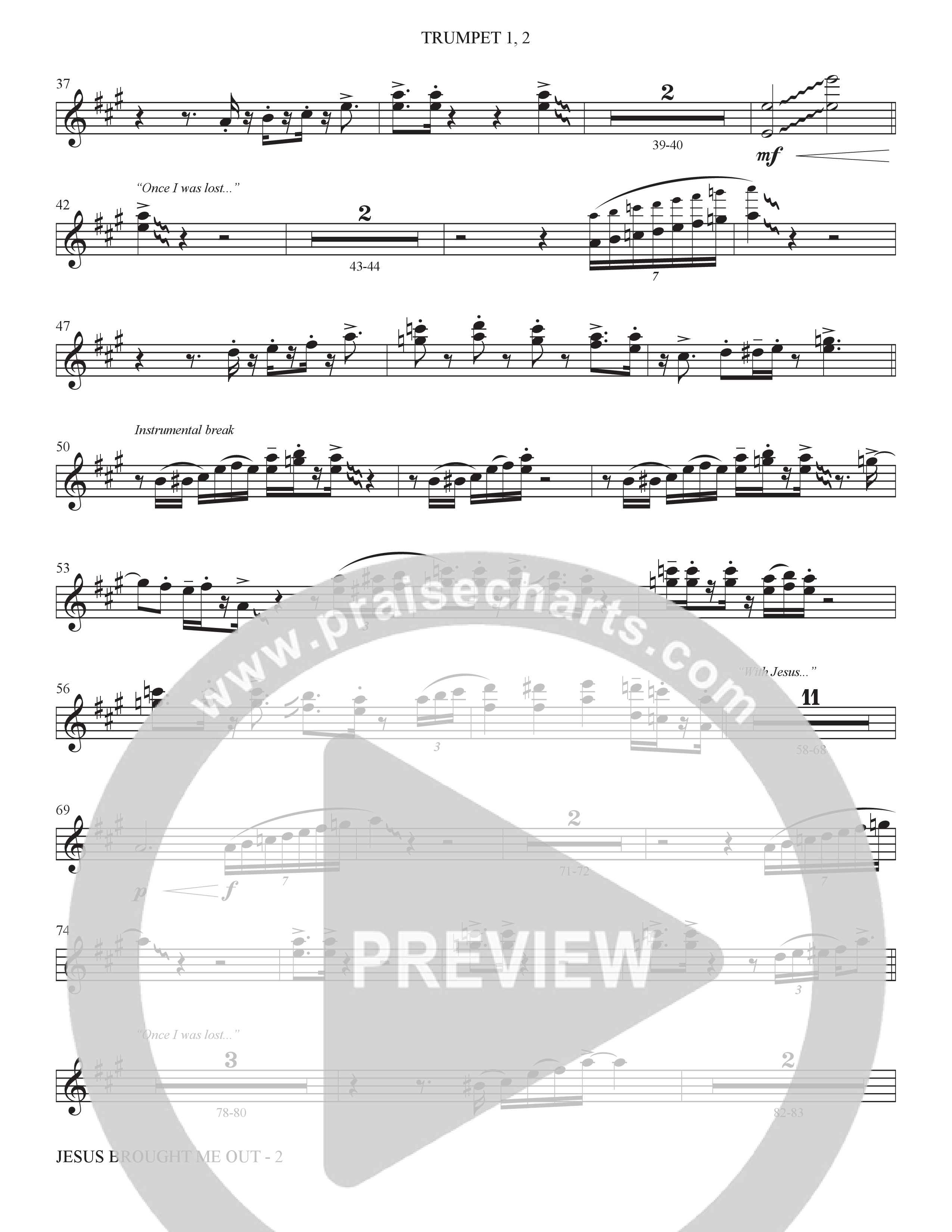 Now I'm On My Way (Jesus Brought Me Out) (Choral Anthem SATB) Trumpet 1,2 (The Brooklyn Tabernacle Choir / Arr. Carol Cymbala / Orch. Bradley Knight)