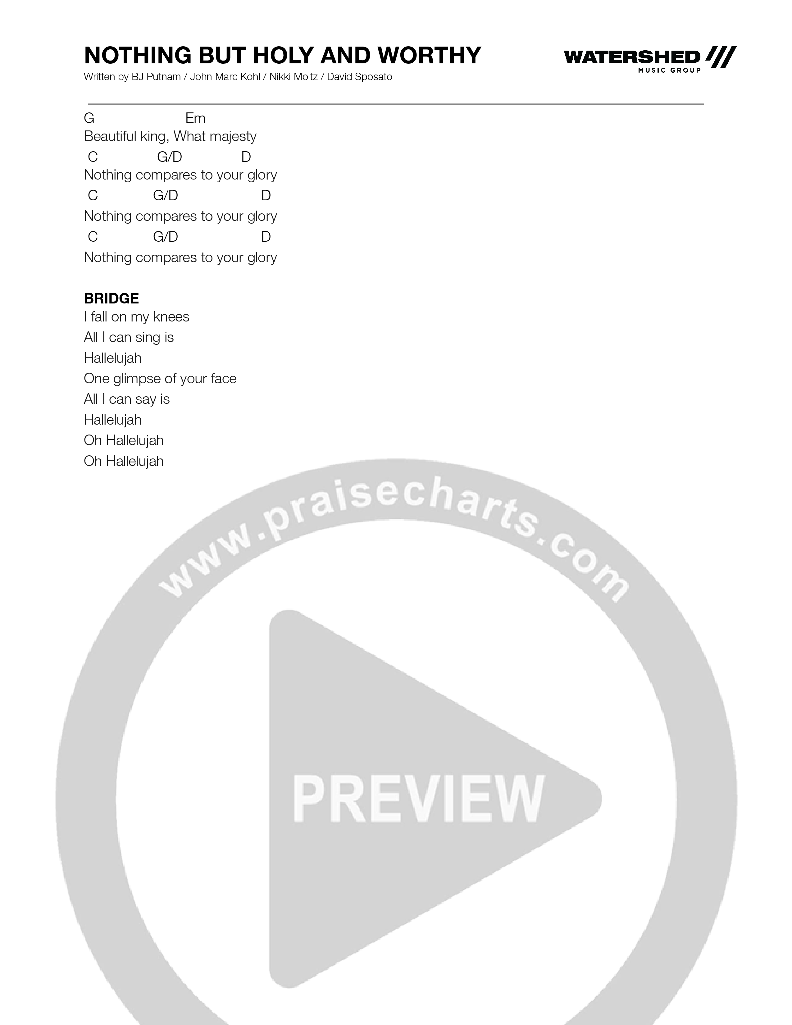 Nothing But Holy And Worthy (Live) Chord Chart (Covenant Worship / Kristian Binion)