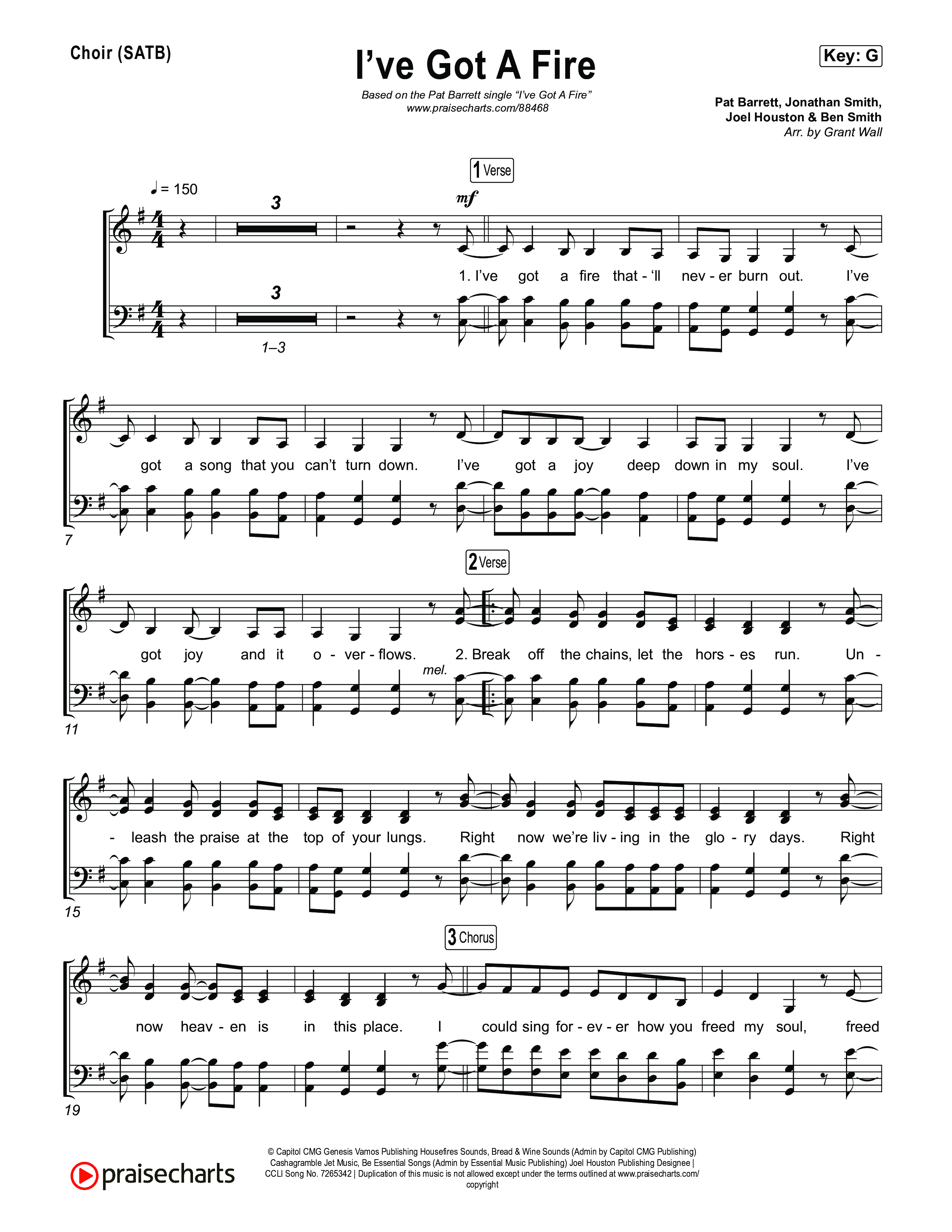 I've Got A Fire Choir Sheet (SATB) (Pat Barrett)
