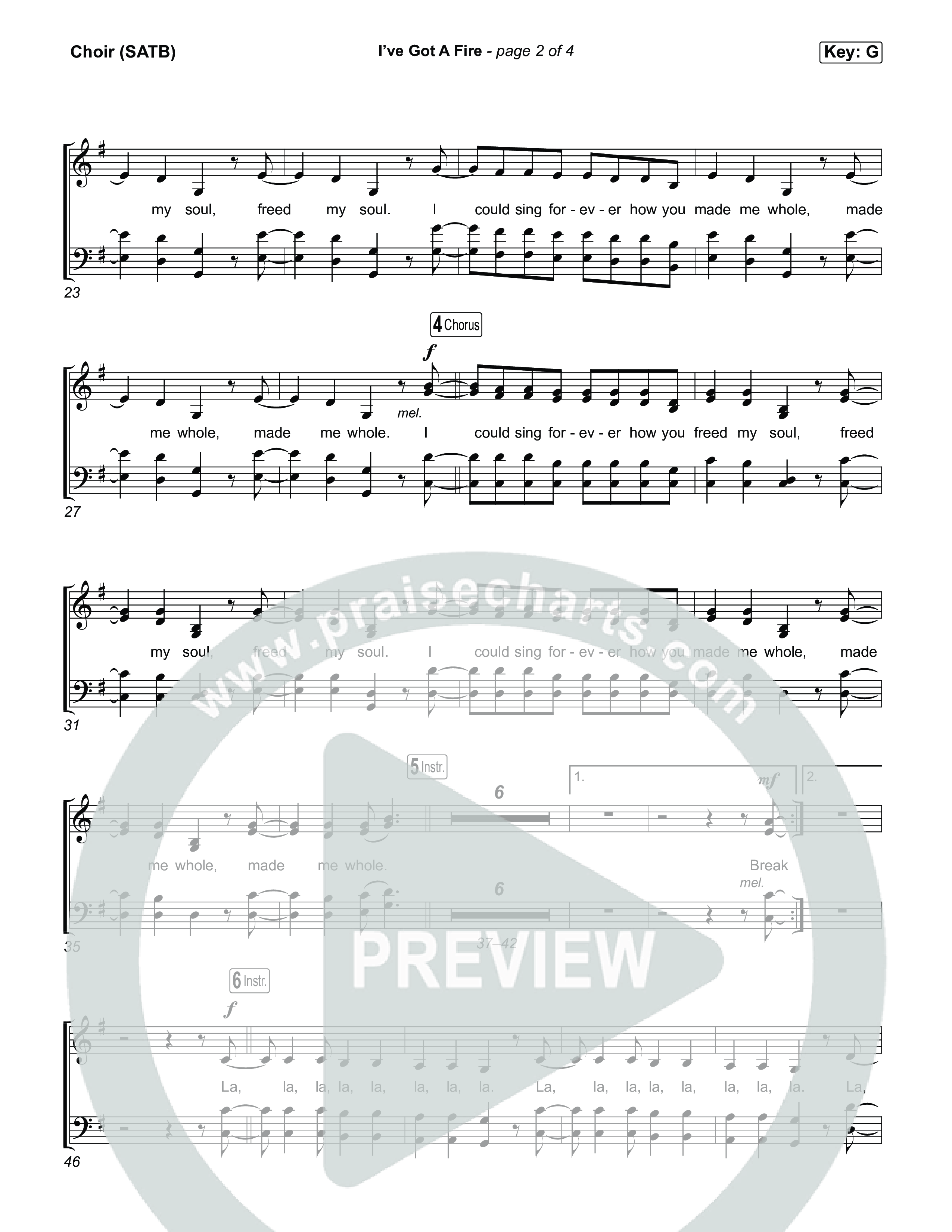 I've Got A Fire Choir Sheet (SATB) (Pat Barrett)