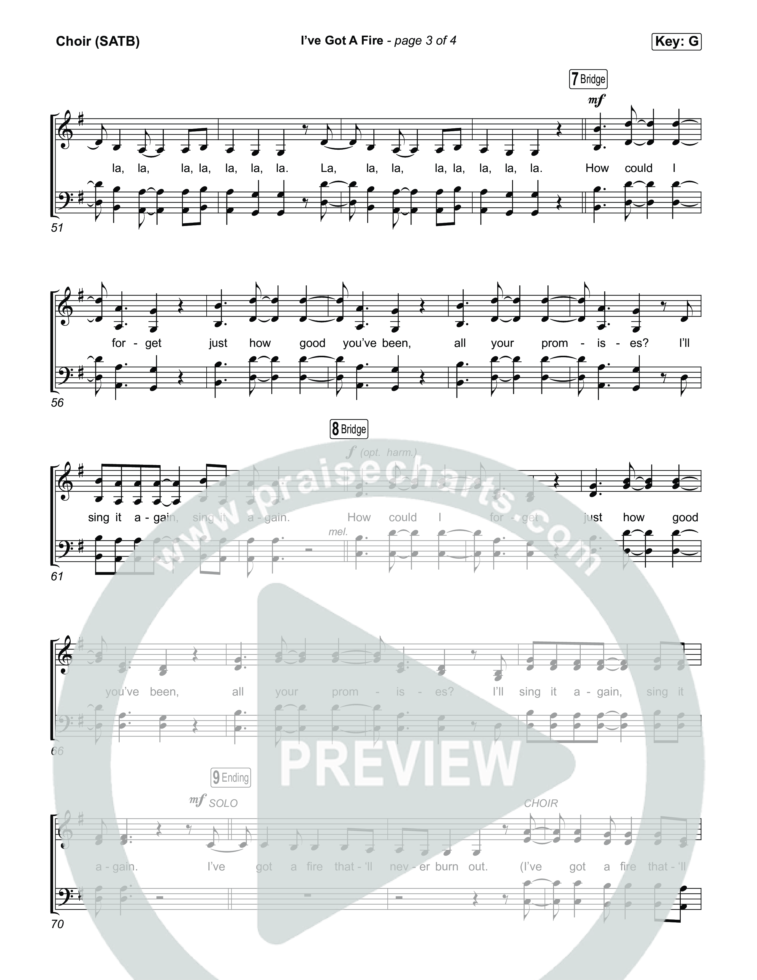 I've Got A Fire Choir Sheet (SATB) (Pat Barrett)