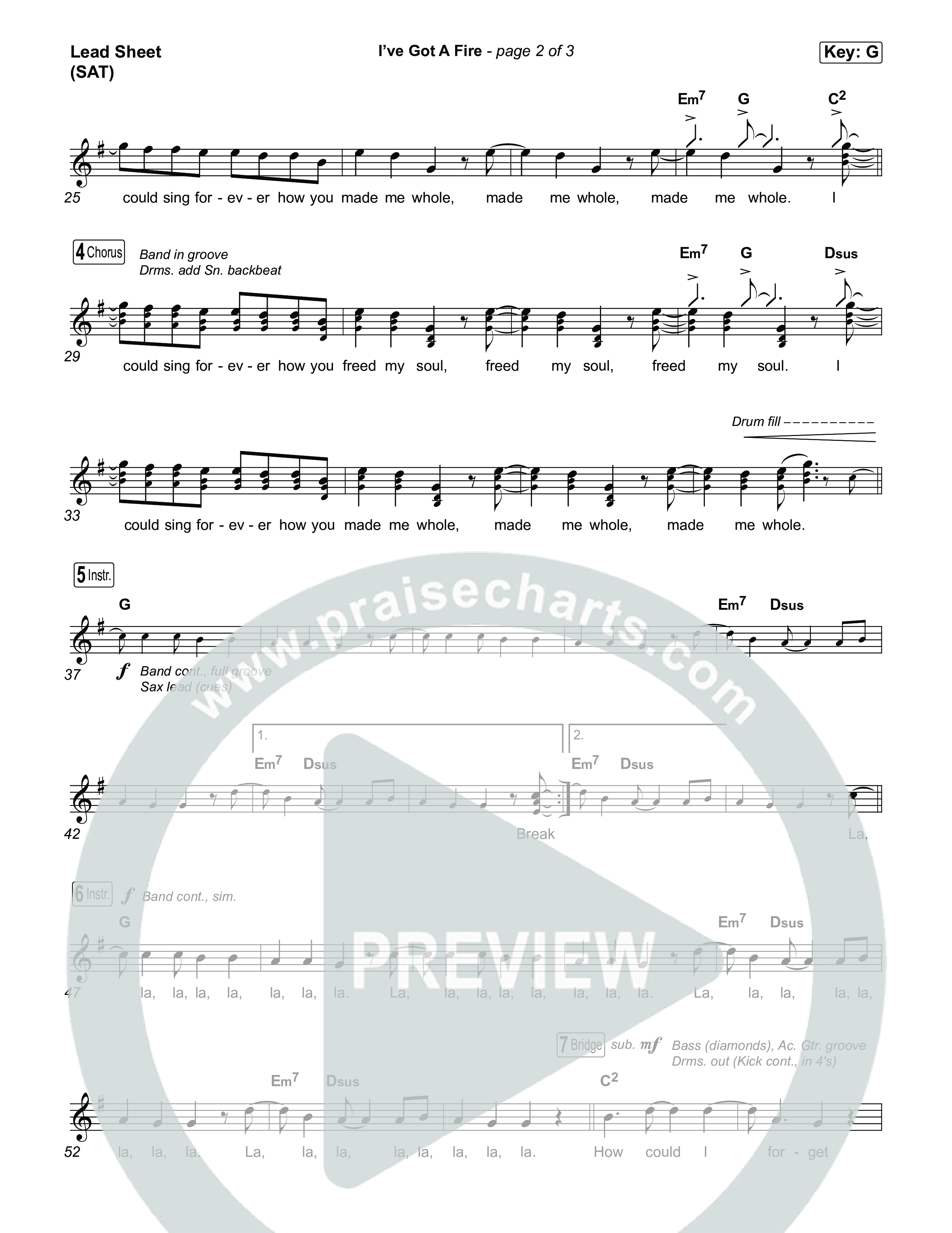 I've Got A Fire Lead Sheet (SAT) (Pat Barrett)