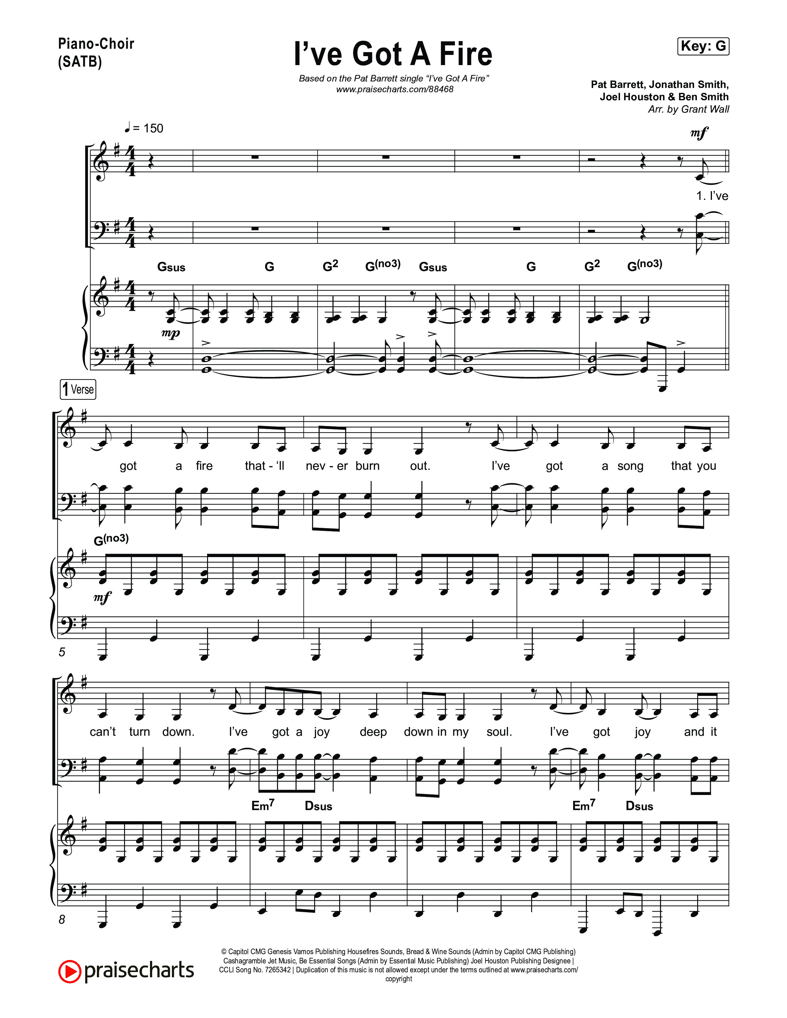 I've Got A Fire Piano/Vocal Pack (Pat Barrett)