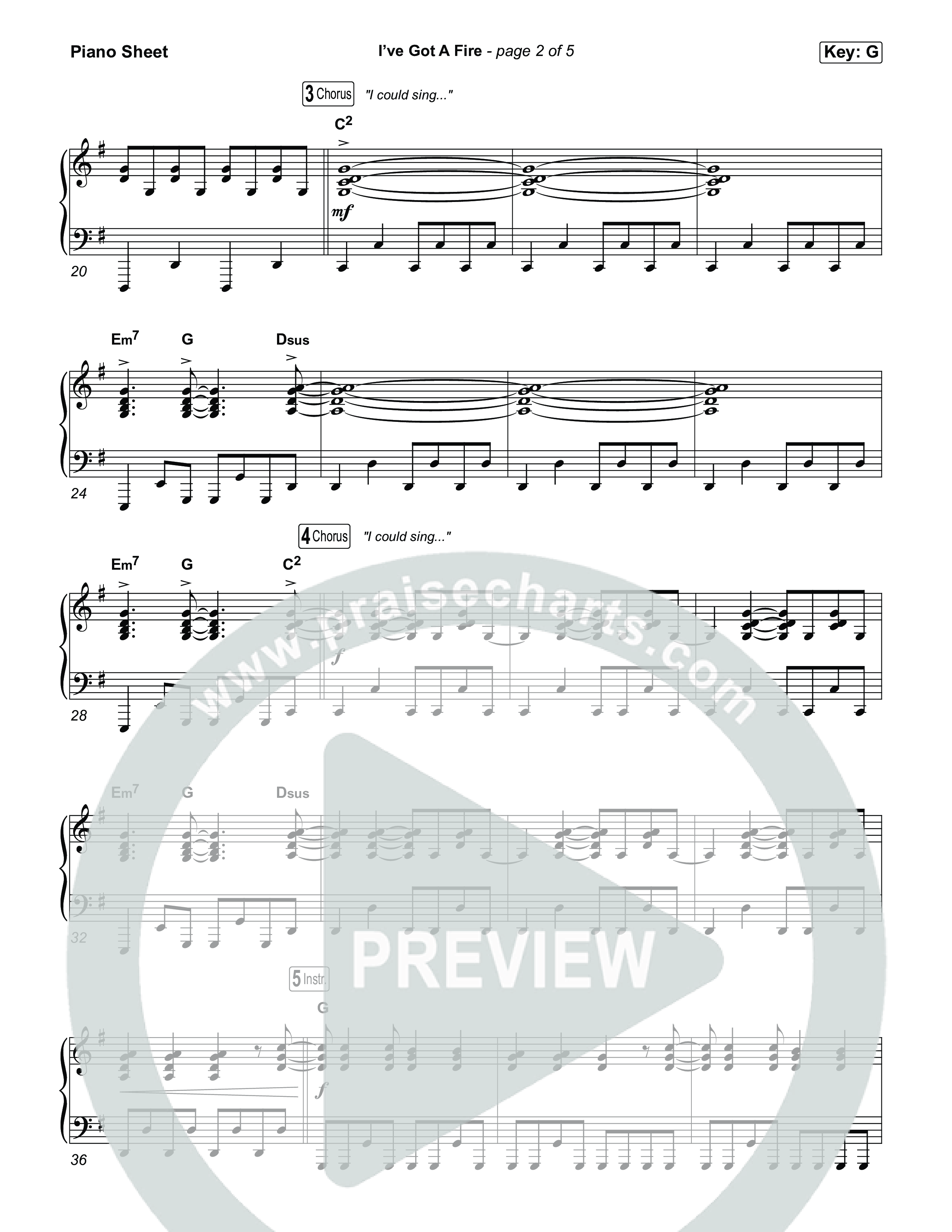 I've Got A Fire Piano Sheet (Pat Barrett)