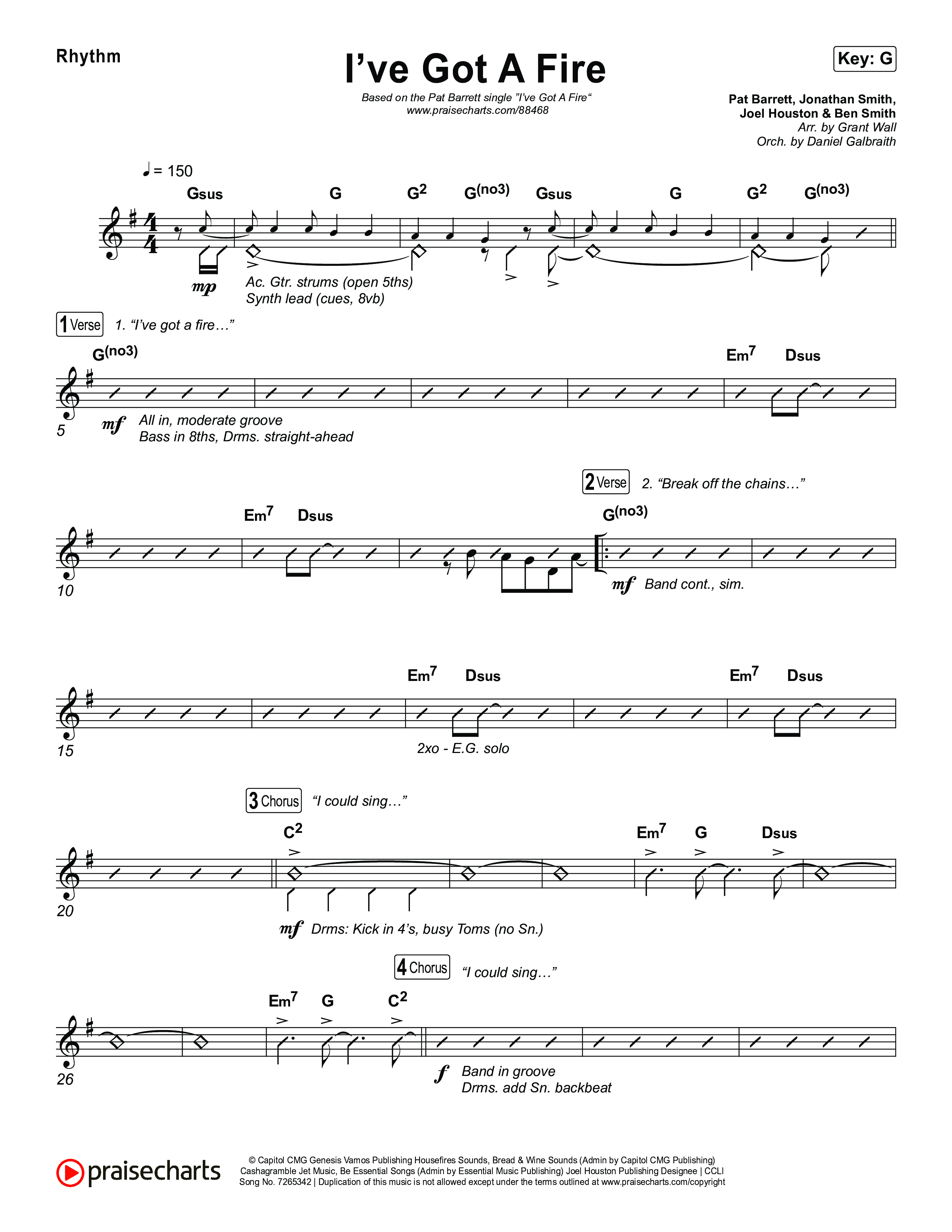 I've Got A Fire Rhythm Chart (Pat Barrett)
