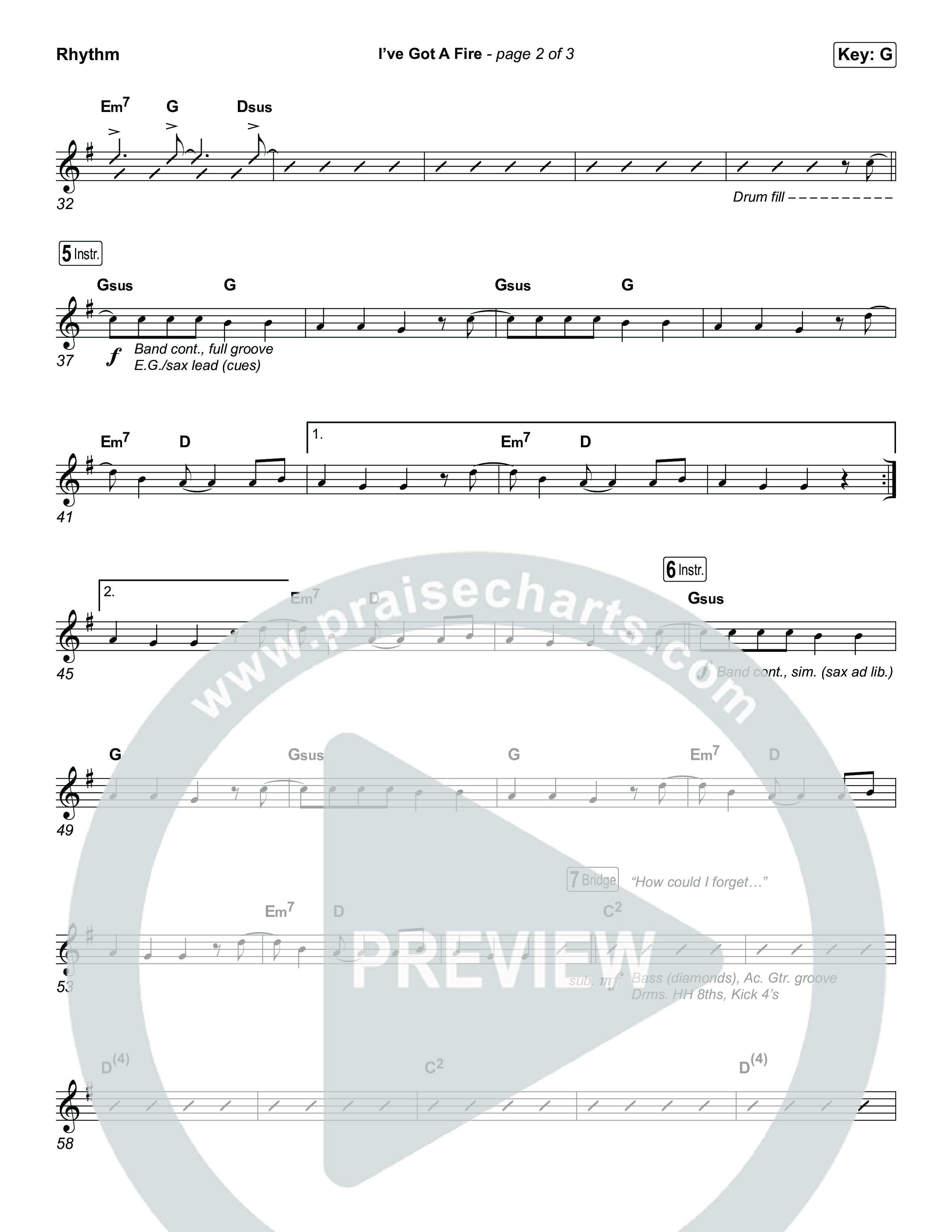 I've Got A Fire Rhythm Chart (Pat Barrett)