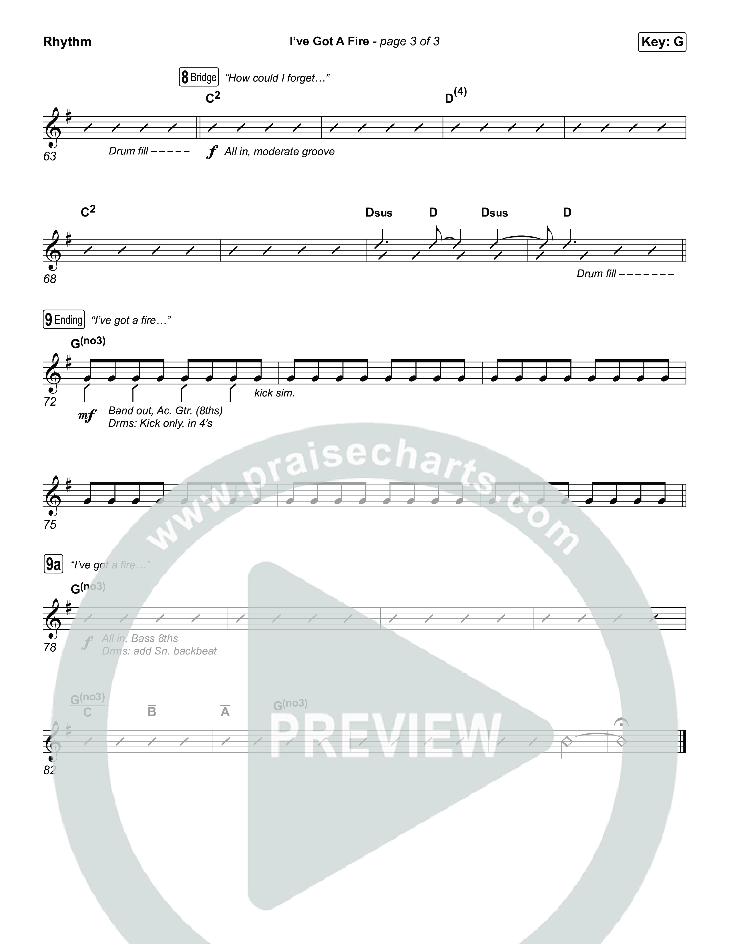 I've Got A Fire Rhythm Chart (Pat Barrett)