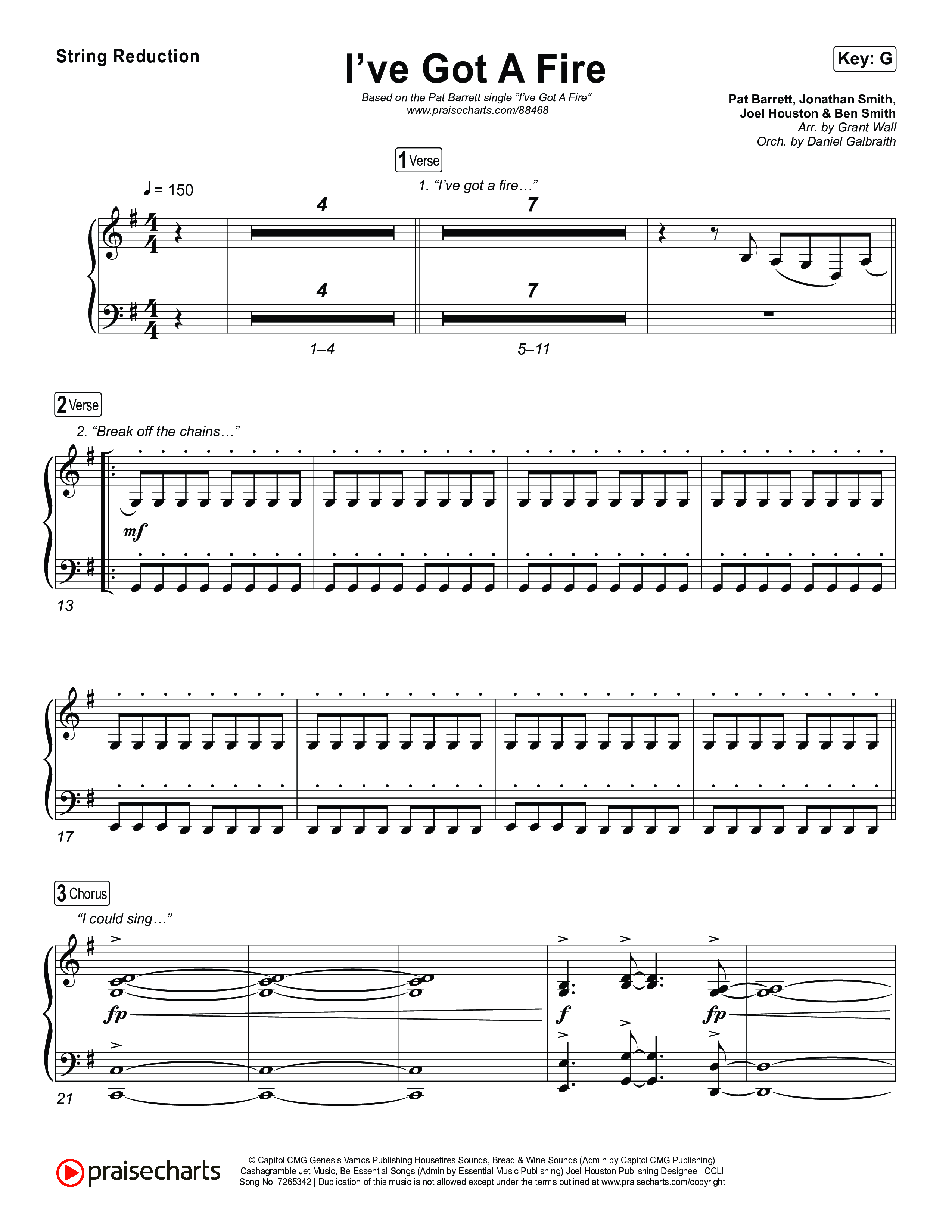 I've Got A Fire String Reduction (Pat Barrett)