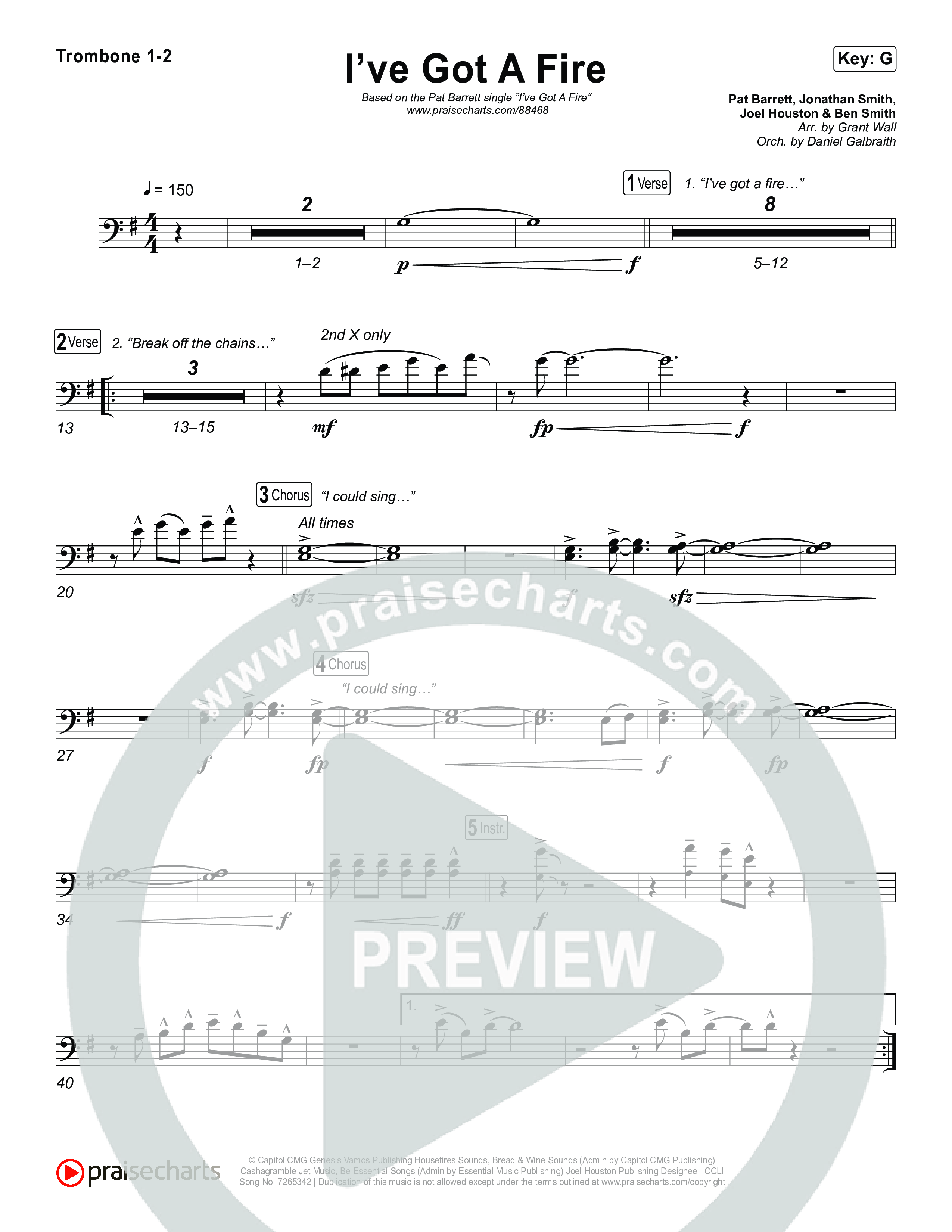 I've Got A Fire Trombone 1/2 (Pat Barrett)